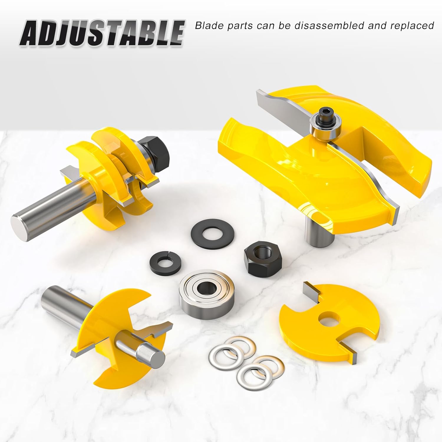 3PCS Raised Panel Cabinet Door Router Bit Set 1/2 Inch Shank Woodworking Carbide Joinery Wood Milling Cutter for Cabinet Door, Frames and More