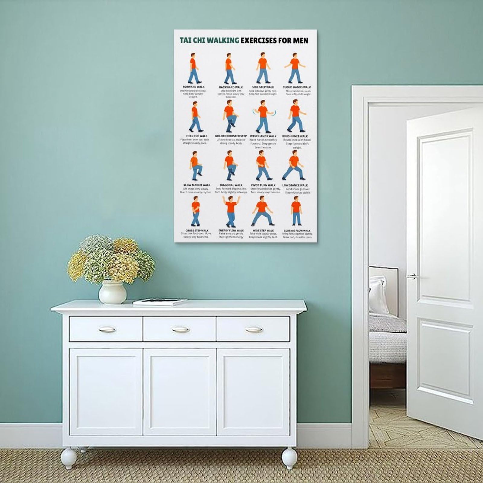 generisch Tai Chi Walking ExercisesModernas Impresiones en Lienzo, Cuadros Decorativos Para Habitación de Niños o Niñas, Murales Para Sala De Estar Y Pinturas Con Motivos Festivos20x30 Pulgadas