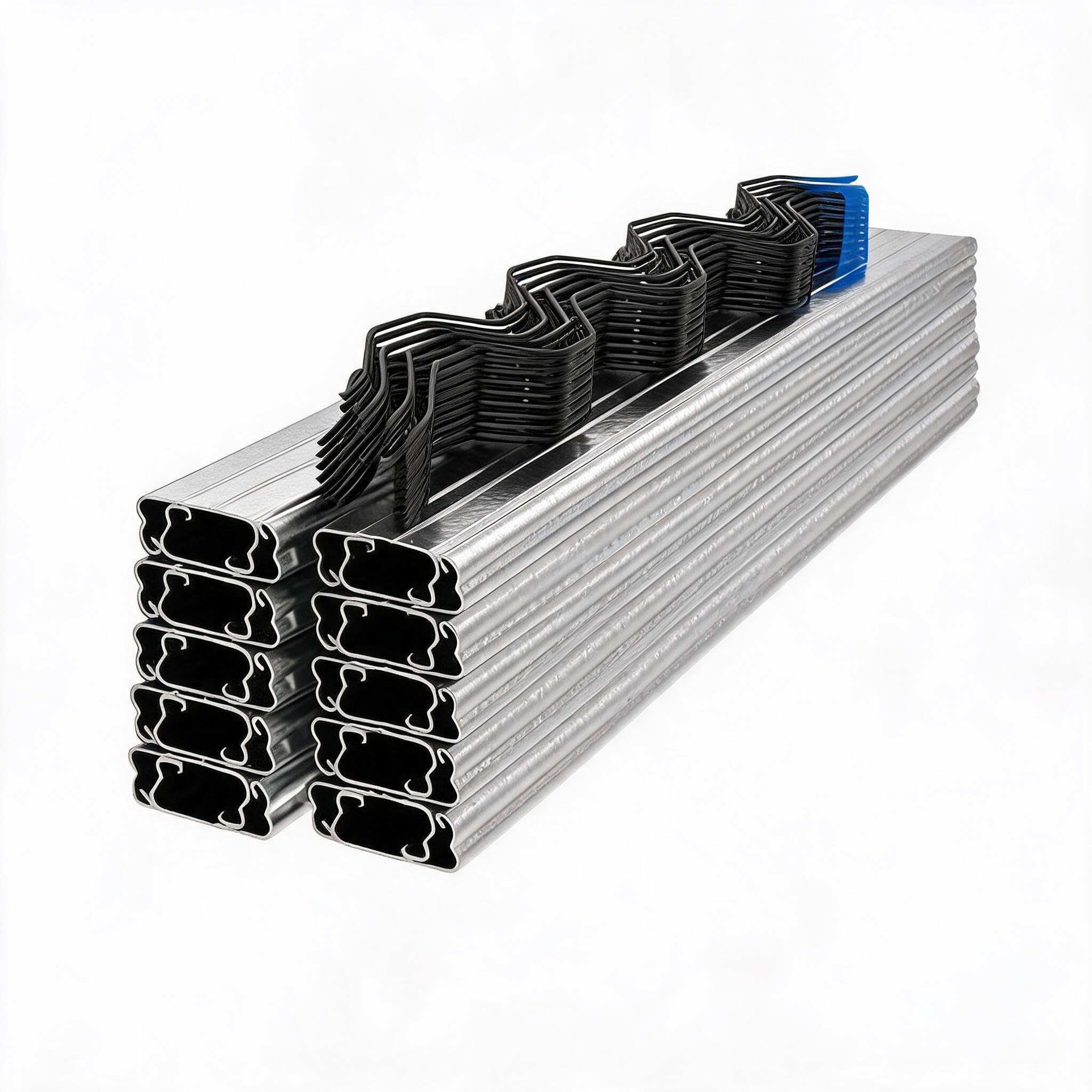 Garvee 20m Greenhouse Lock Channel and Wiggle Wire Kit, 20-Pack 1m Heavy Duty Galvanised Steel u-Channel & PVC Coated Spring Wires for Polytunnel Cover, Shade Cloth & Netting