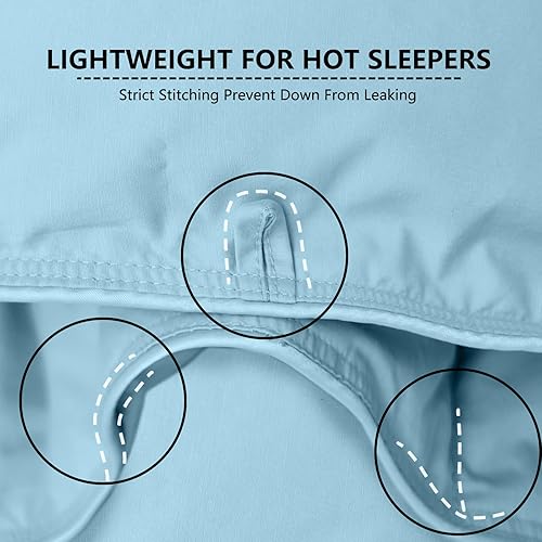 Miniatura 5 de zzlamb Edredón de plumas azul extra ligero, mantas refrescantes de verano para personas que duermen con calor, relleno de edredón suave de mezcla de