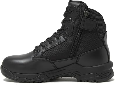 Magnum - Strike Force 6 Side Zipper Tactical Boots - Designed for Police, EMS, Security, Military, Hunting & Motorcycle w/ Slip Resistant Michelin Outsole, Replaceable M.P.A.C.T Instant Comfort Insole