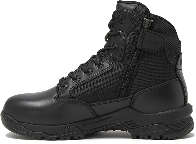 Magnum - Strike Force 6 Side Zipper Tactical Boots - Designed for Police, EMS, Security, Military, Hunting & Motorcycle w/ Slip Resistant Michelin Outsole, Replaceable M.P.A.C.T Instant Comfort Insole