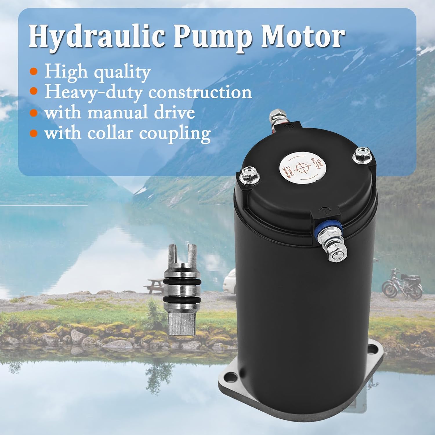 179327 Hydraulic Pump Motor Kit Replacement for Unidirectional Power Unit RV Leveling Systems with Manual Drive and Sealed Collar Coupling Heavy-Duty Construction Replace# 414850 286722