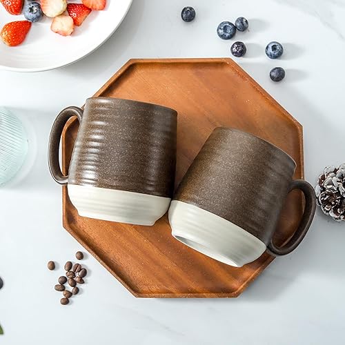 Miniatura 10 de Hasense Juego de 2 tazas de café de 20 onzas, tazas de café de cerámica, taza de té grande con mango cómodo, juego de tazas de café negras para