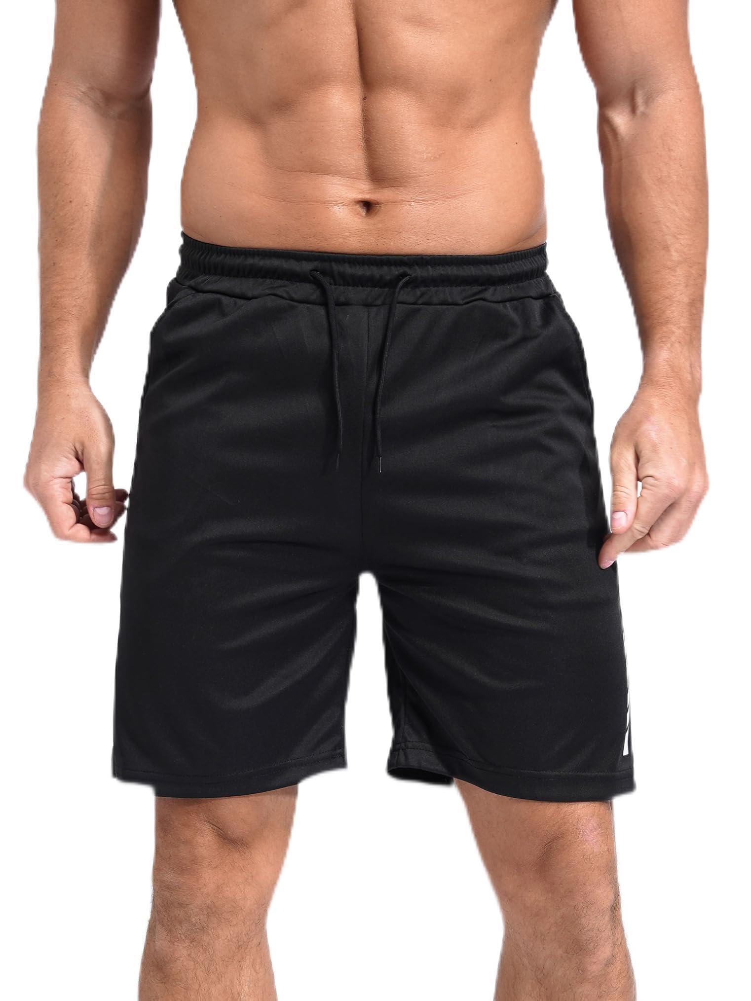 Freebily Mens Athletic Shorts Sports Workout Trunks Drawsted Elastic Waist Shorts Pockets Football Basketball Activewear
