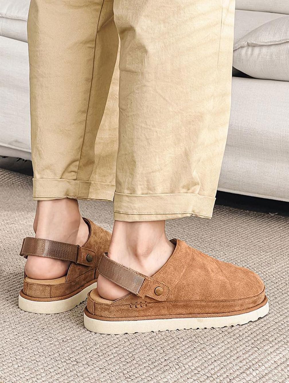 Clogs for Women Suede Clog Adjustable Women's Platform Clogs Women's Mules & Clogs Casual Cloud Sandals Non Slip Shoes Slippers - Image 3