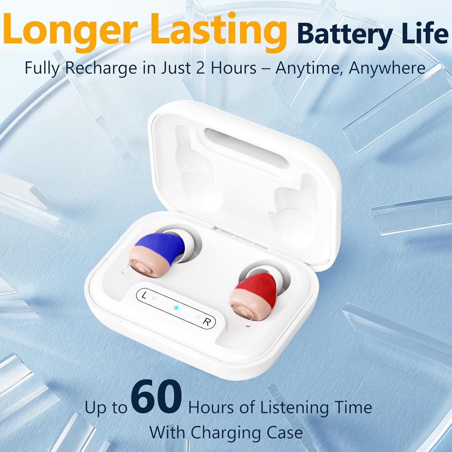 Hearing Aids for Seniors, Mini Rechargeable and Long-Lasting Invisable IN-THE-EAR Hearing Aids with Noise Cancelling, Customizable Listening Experience and Easy Control (Red) thumbnail