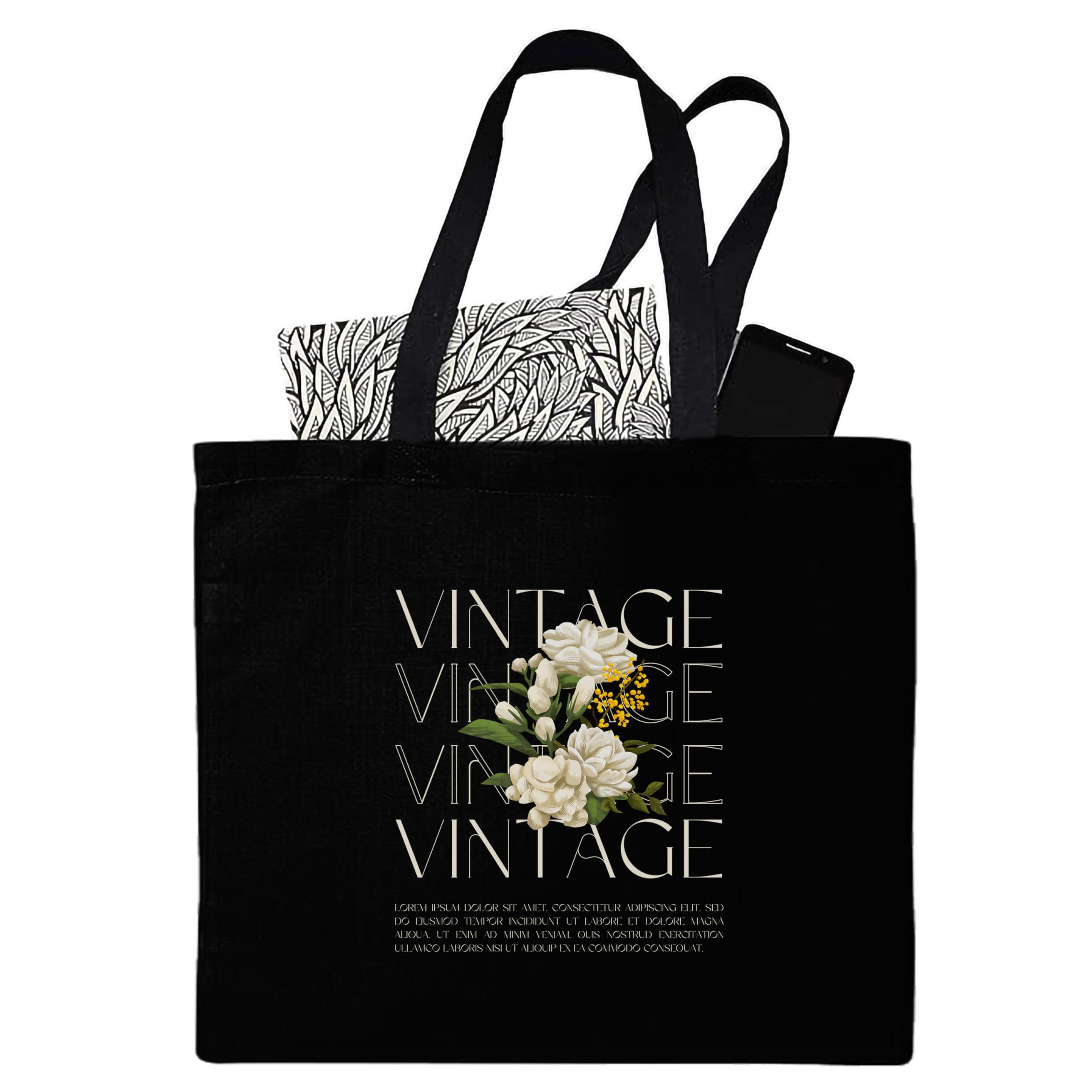 Darkbuck Canvas Tote Bag For Women & Man Vintage Printed Aesthetic Shoulder bag Black (B0CQ56V25F) Amazon Price History, Amazon Price Tracker