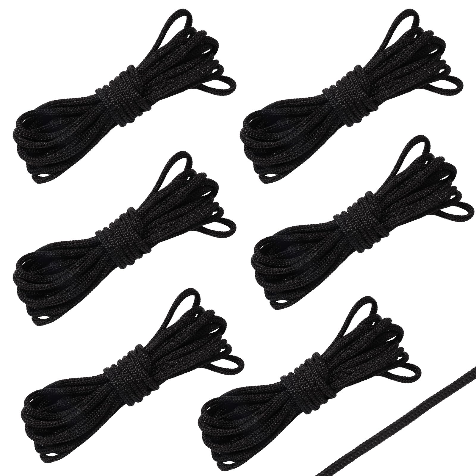 Lyreh 6pcs Trampoline Net Connection Rope, Nylon Black Cord Tie Down Rope for Trampoline Net Mat Practical String Accessory for Mountaineering Hiking Camping Other Outdoor Activities