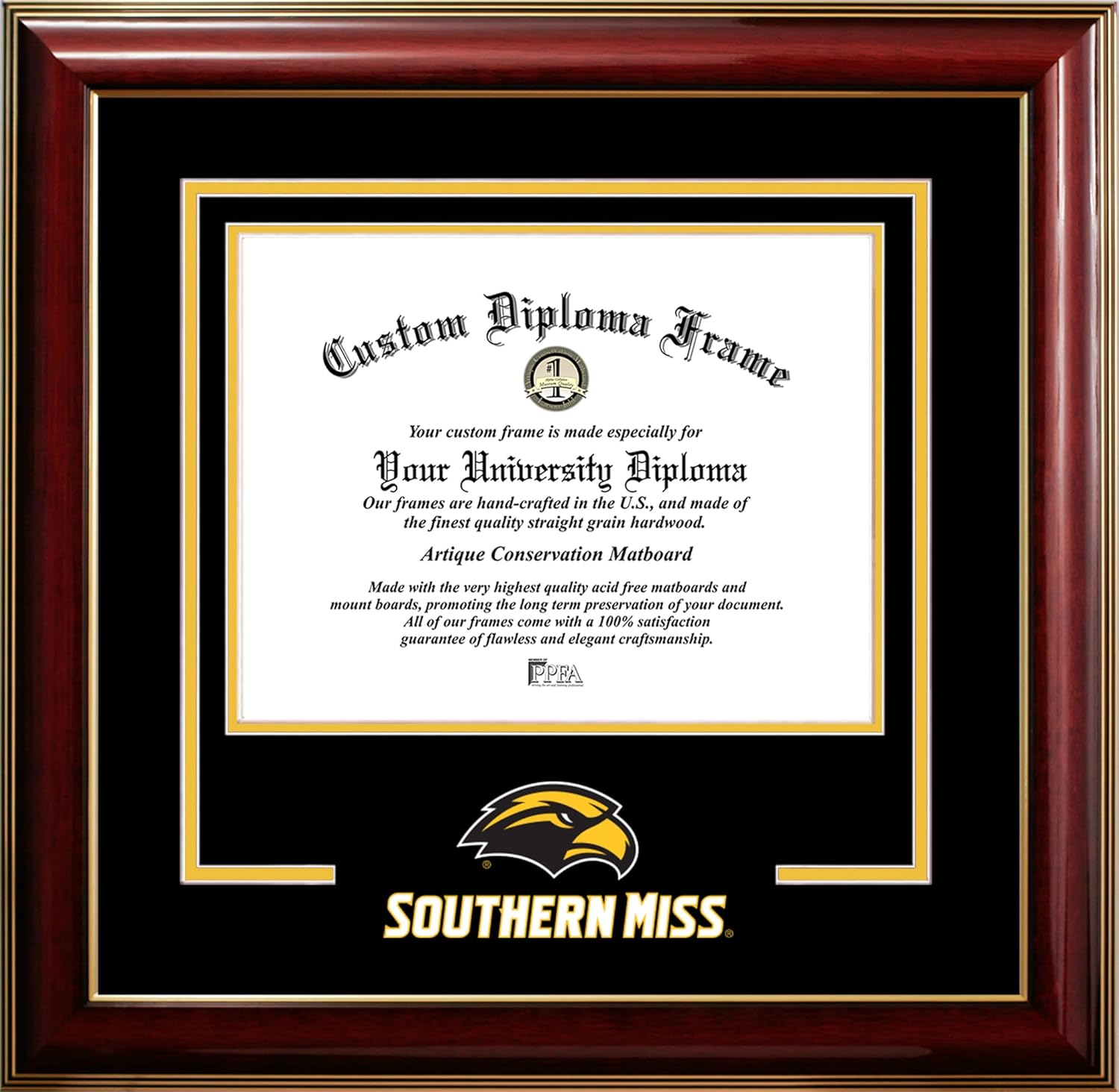 Campus Images Southern Mississippi 11w x 8.5h Classic Spirit Logo Diploma Frame
