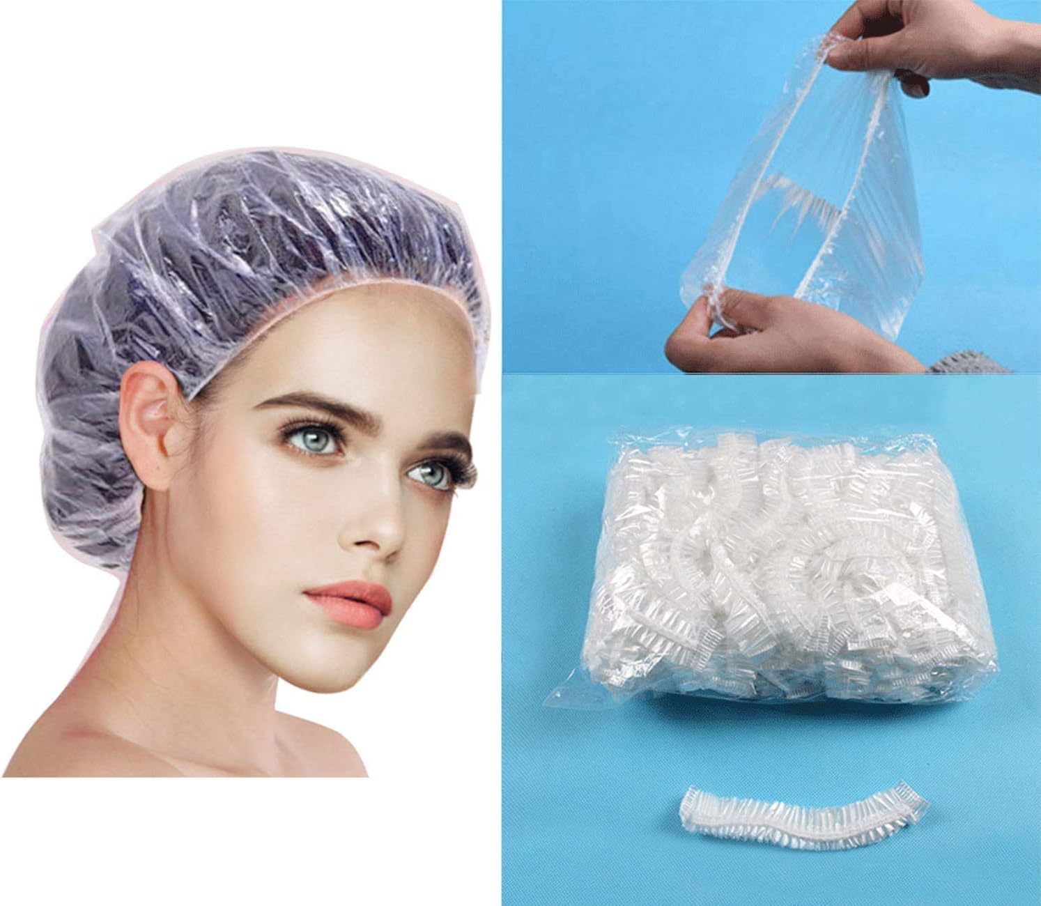 Chengrui Shower Cap Disposable - 100 Pcs Thickening Women Waterproof Shower Caps Normal Size