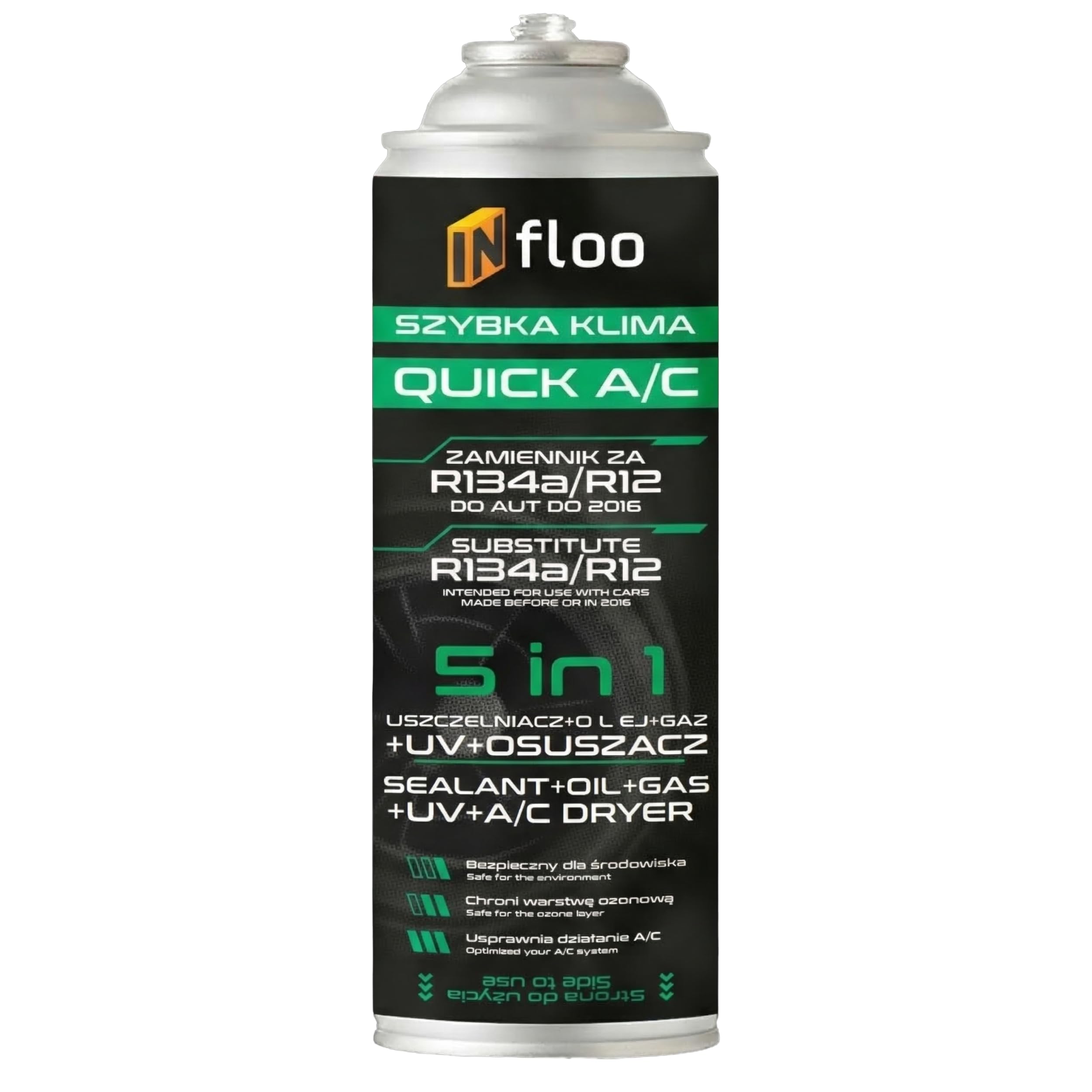 2x Quick A/C 5 in 1 – (Gas R134a olio + sigillante + UV + deumidificatore) + cavo con manometro + guanti