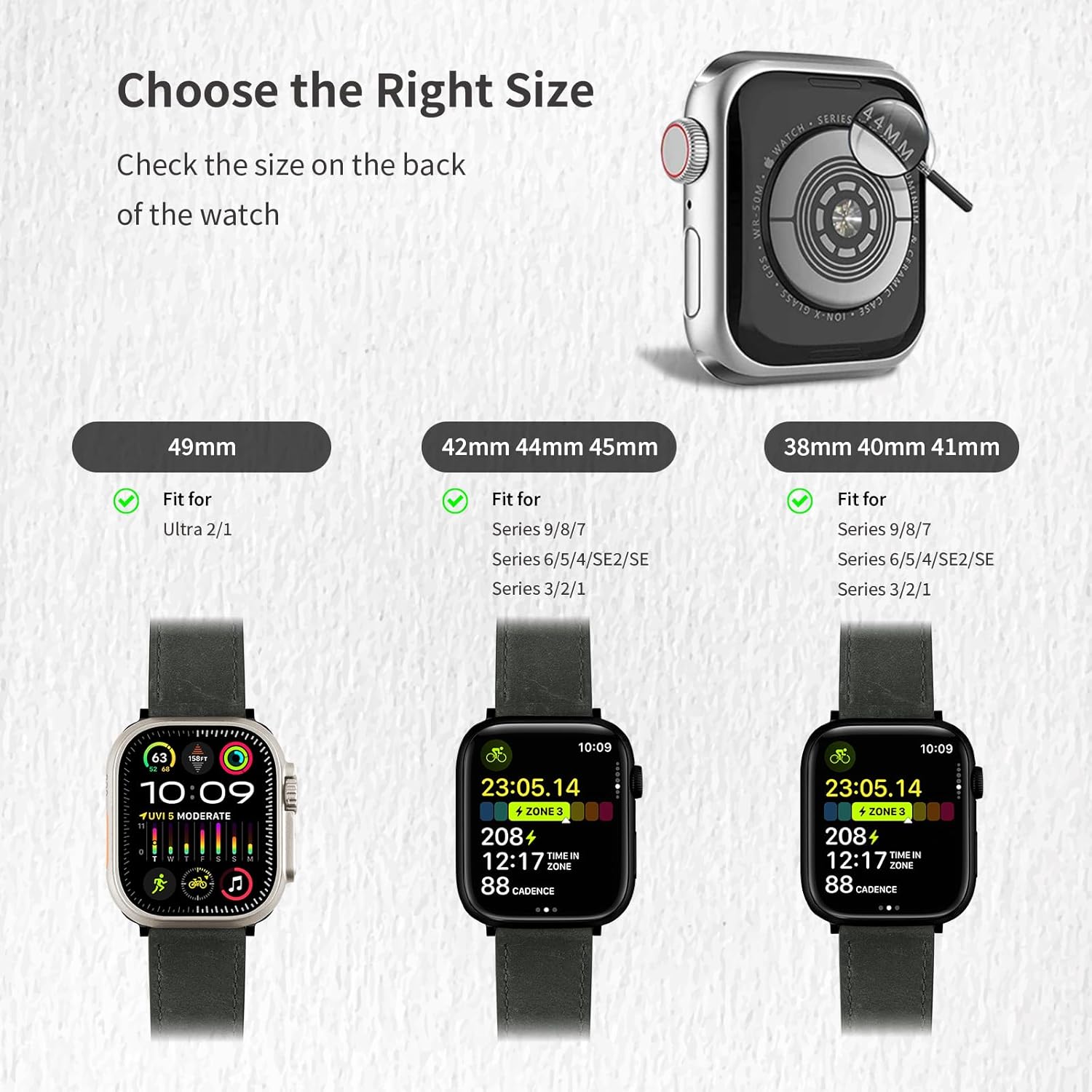 Belemay Premium Leather Bands Compatible with Apple Watch Band for Apple Watch Series 11/10/9/8/7/6/5/4/3/2/1/SE3/SE2/SE/ - 38mm/40mm/41mm/42mm/44mm/45mm/46mm - Crazy Horse Leather Strap, Green - Image 8