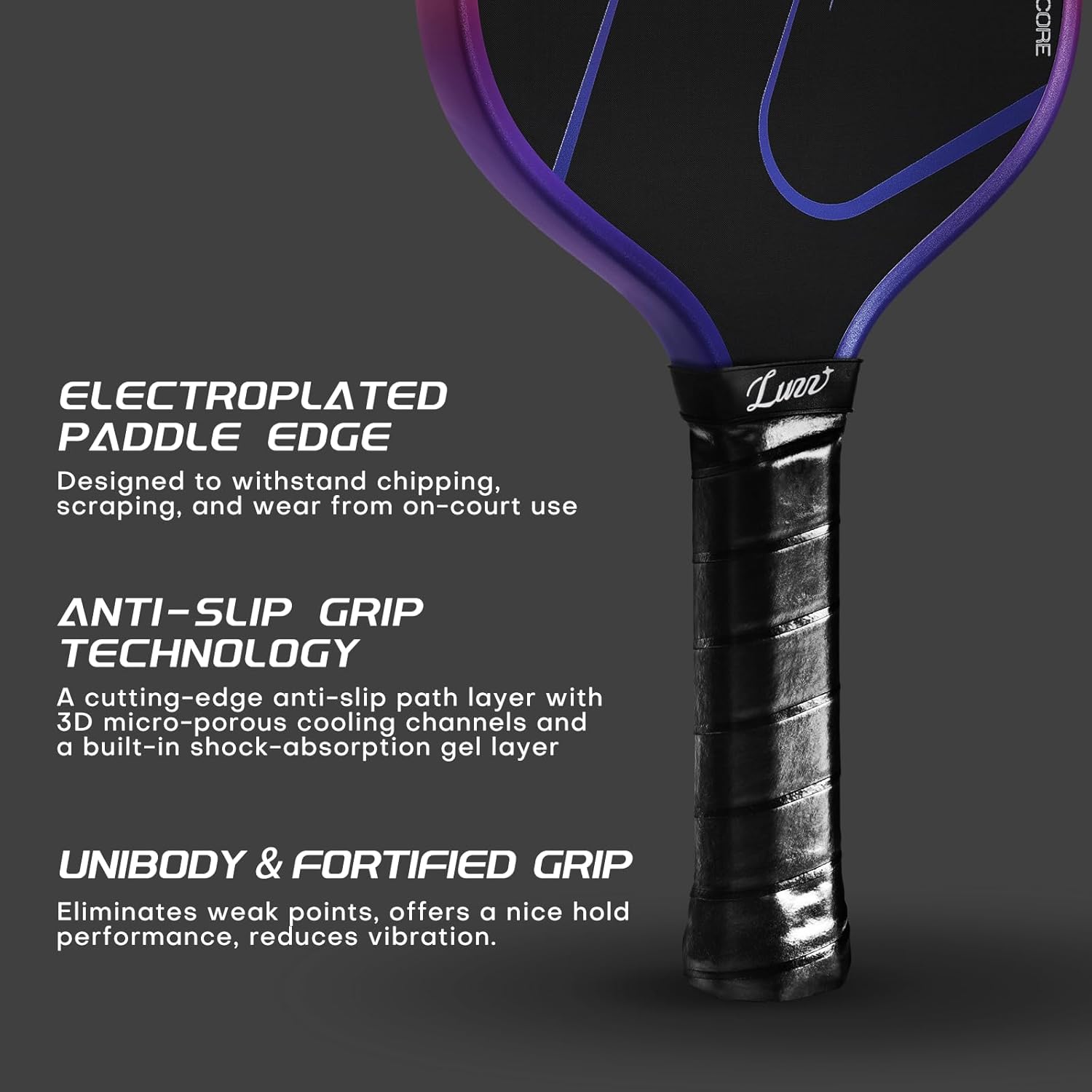 Luzz Pickleball Paddle, Thermoformed Candy T700 Carbon Fiber Pickleball Paddles Friction Surface Exceptional Spin and Power 16mm Composite Pickle Ball Rackets for Players