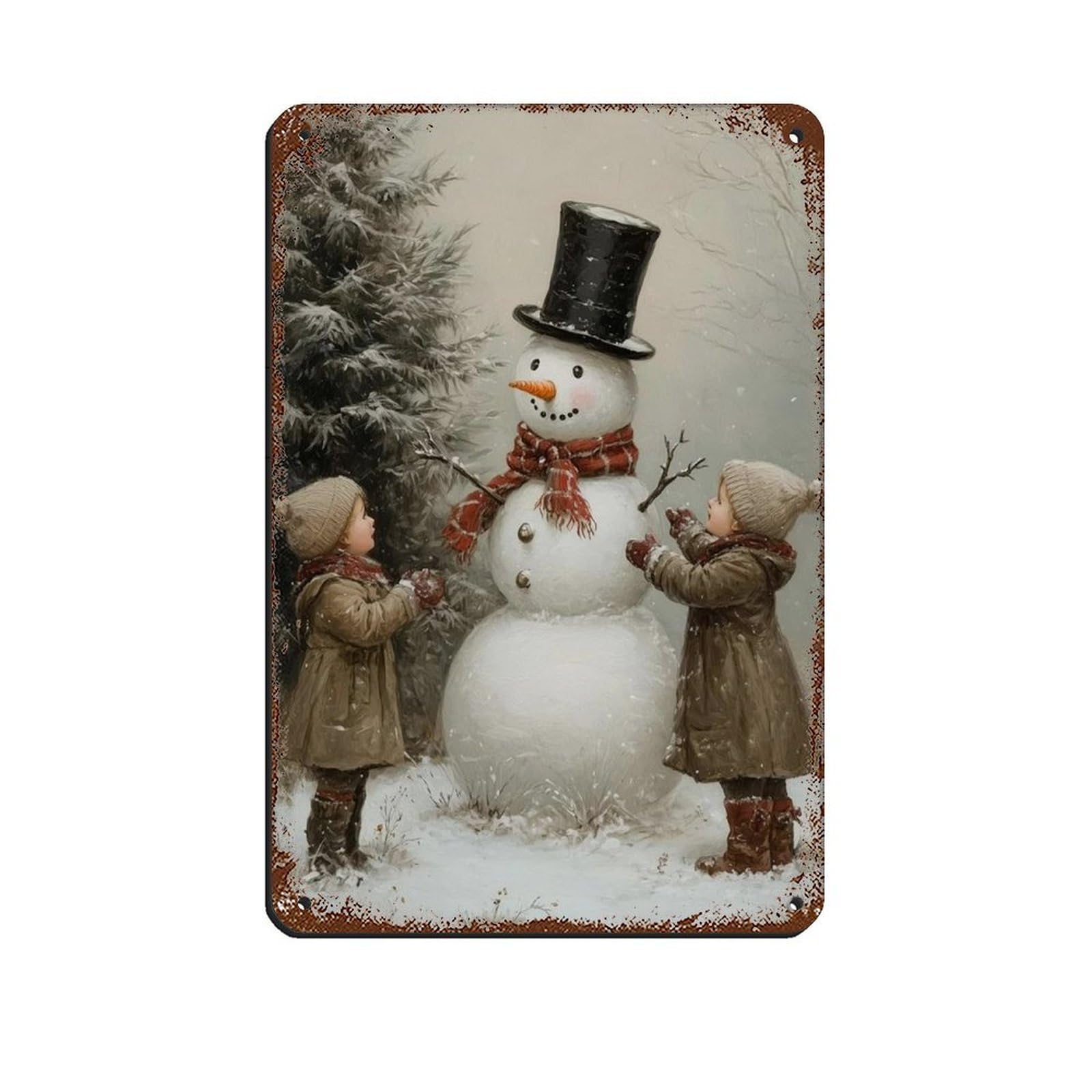 Vintage Snowman Decor, Farmhouse Rustic Winter Retro Poster Metal Tin Sign Chic Art Retro Iron Painting Bar People Cave Cafe Family Garage Poster Wall Decoration 8x12inch(20x30cm)