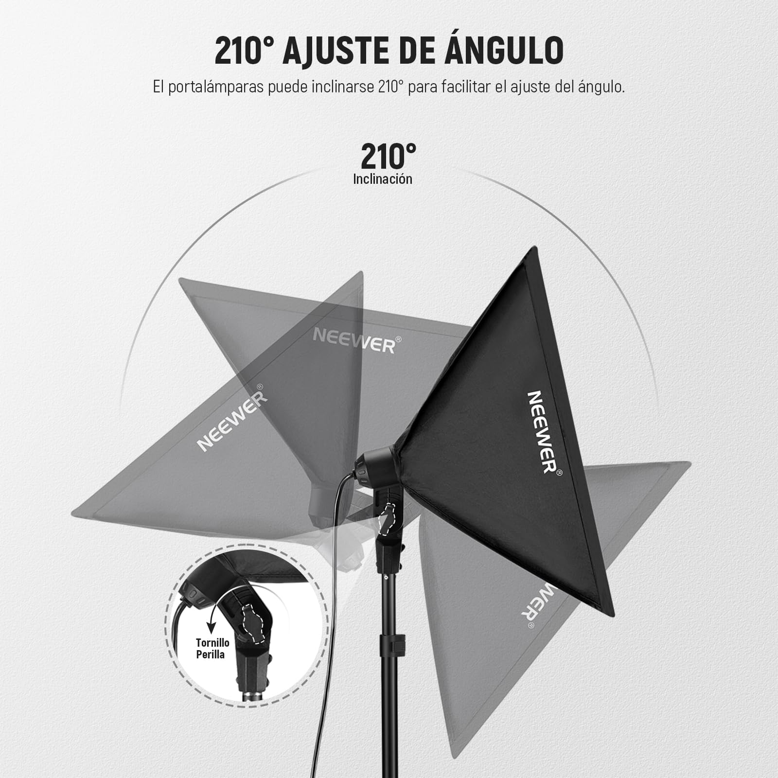 NEEWER Kit de Iluminación Continua de Caja de Luz Equivalente a 700W, 3 Bombillas de LED de 5700K, 60x60cm Softbox con Enchufe E27, Photography Softbox Lighting Kit para Equipo de Estudio Fotográfico