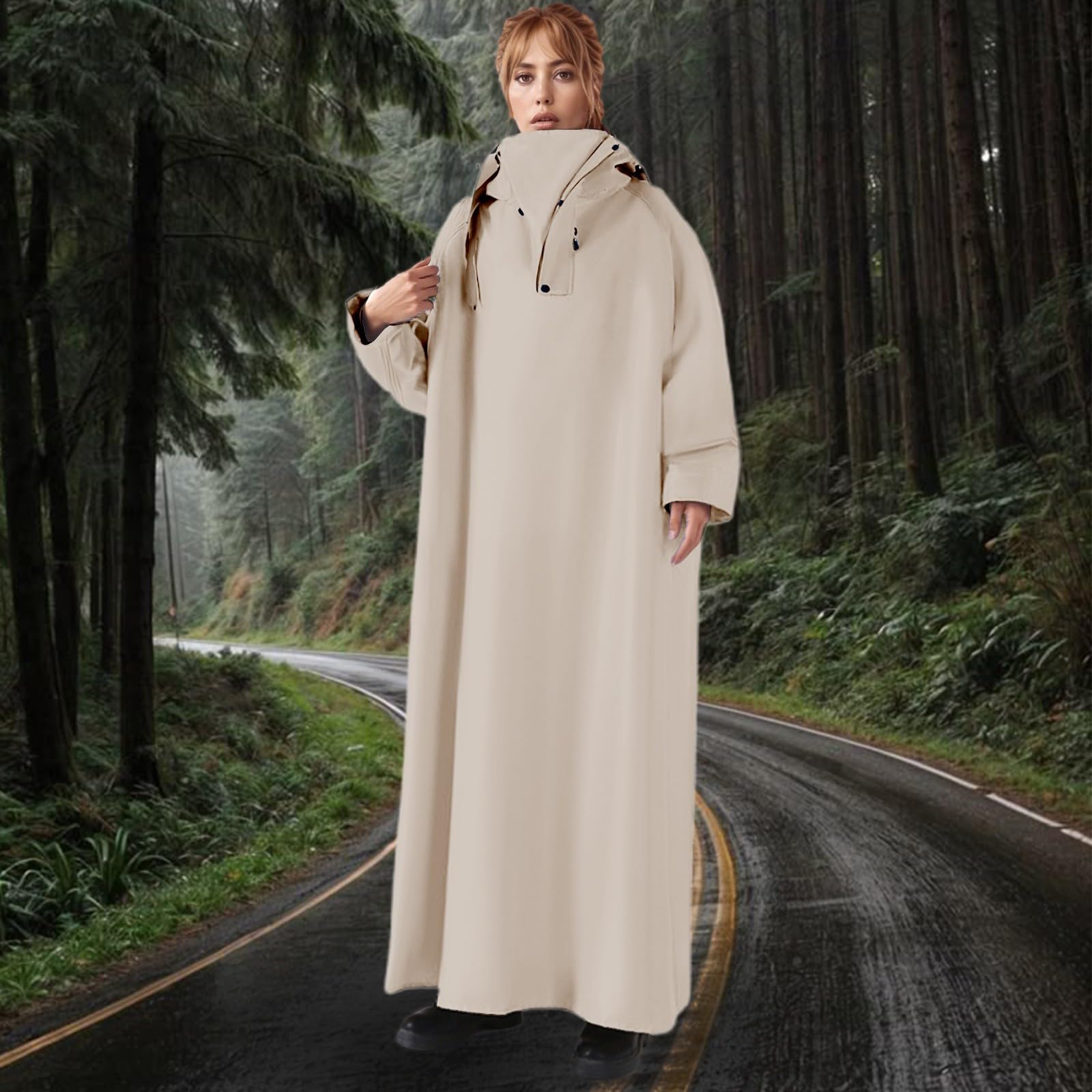 Poncho de lluvia para mujer y hombre, chaqueta larga transpirable, chubasquero unisex, multiusos, chubasquero ligero, plegable, tallas grandes, poncho de lluvia, camping