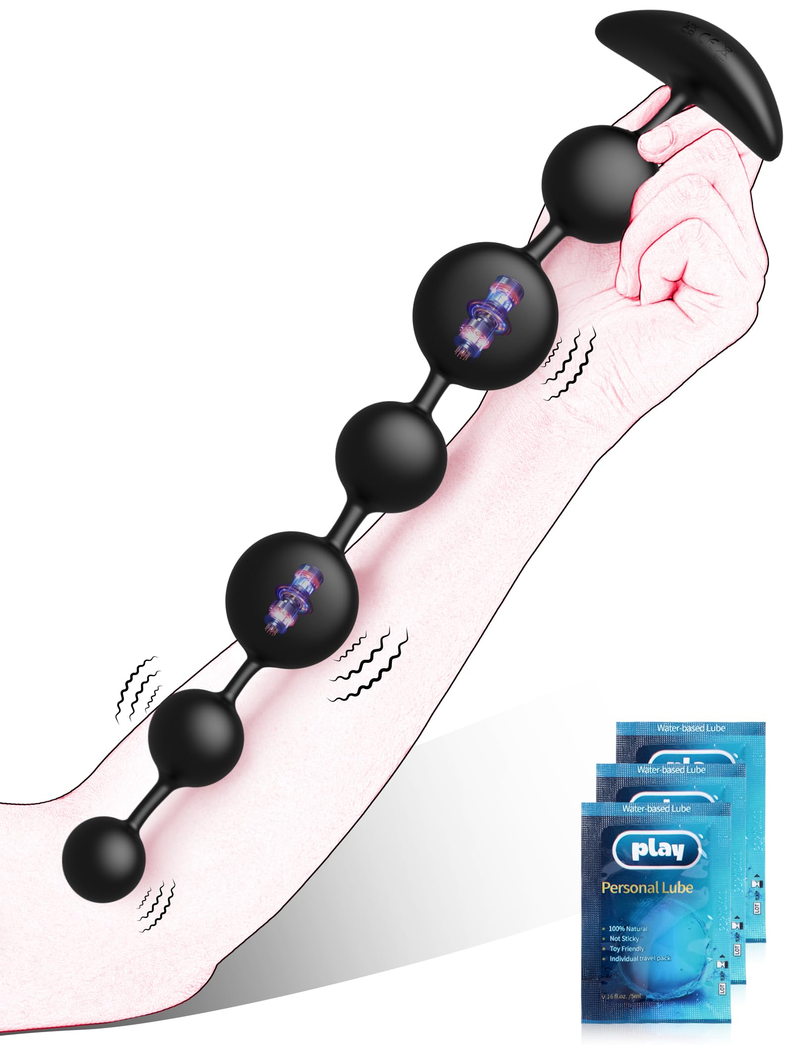 Vibrating Anal Beads - 14.2 Inch Long Vibrating Butt Plug Male Sex Toy, Large Flexible Silicone Anal Plug Prostate Massager with 10 Vibration Modes, Anal Sex Toys for Men Women Couples