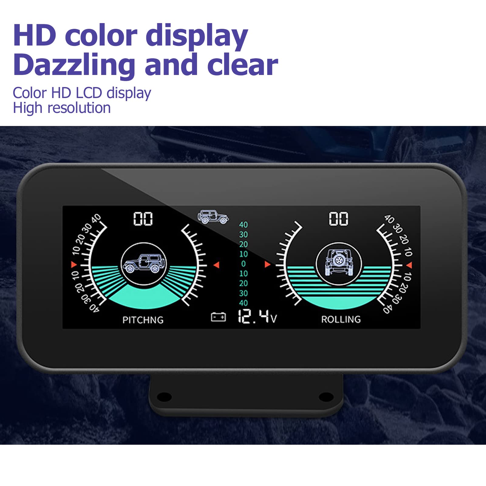 AMONIDA Inclinometro Digitale per Auto DC11.5V-30V Universale HUD Alta Risoluzione Nero