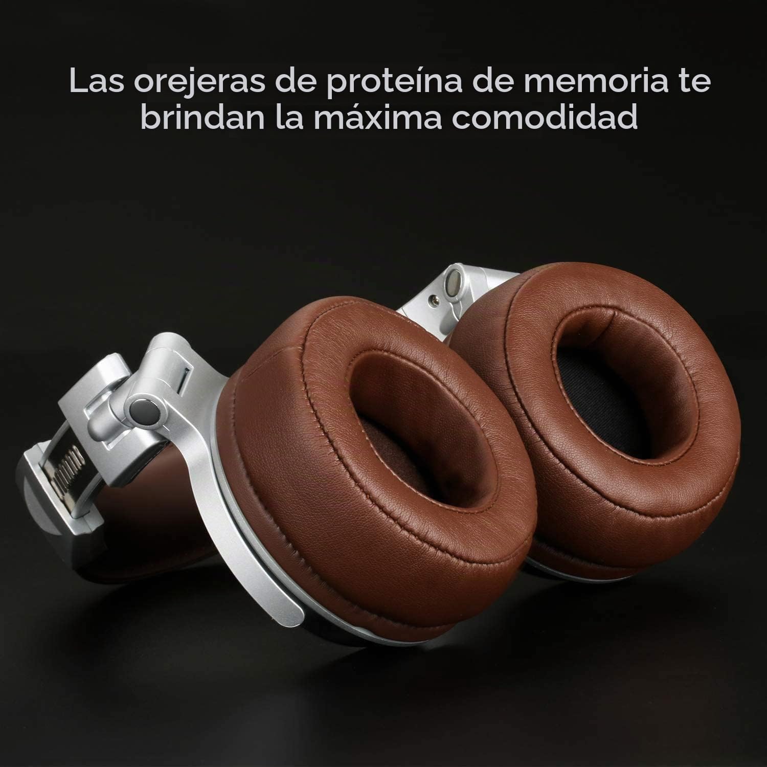 OneOdio Pro30 Auriculares DJ, Auriculares con Cable de Estudio, Estéreo de Alta Definición con Micrófono para Monitoreo Grabación y Mezclas, 50mm Controladores, Orejeras Proteicas, Plata y Marrón