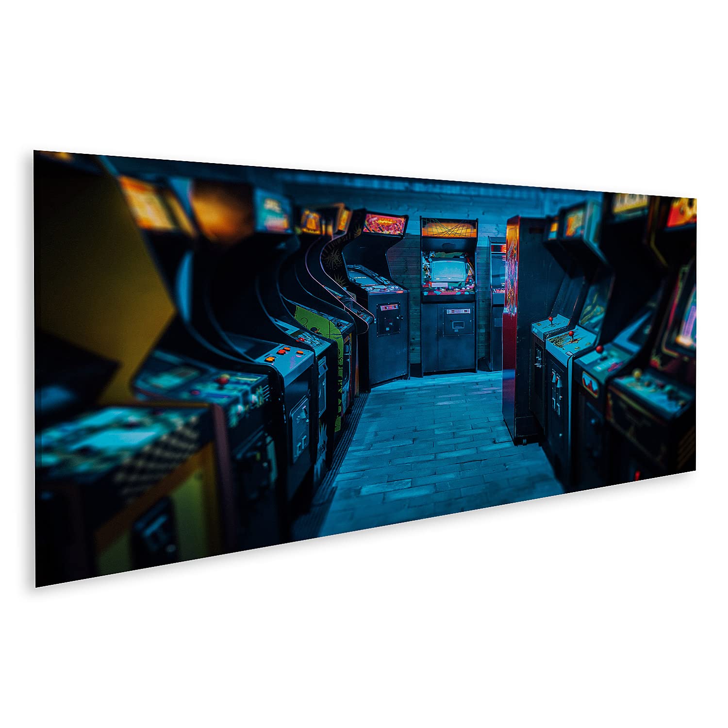islandburner cuadro sobre lienzo Antiguos Vintage Arcade Videojuegos Vacío Oscuro Salón de Juegos Luz Azul Cuadros Murales Póster