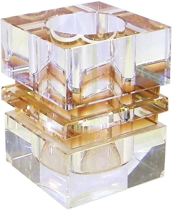 Amlong Crystal Desktop Collection Crystal Pen Holder, Amber