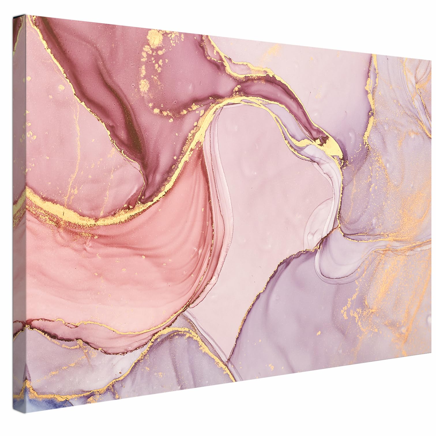 AREDE Bilder Wanddeko auf Leinwand Marmor rosa Textur Art Decor Wohnzimmer Deko Zimmer Wandbilder Modern Bild | 120 x 80 cm | Fertig zum aufhängen