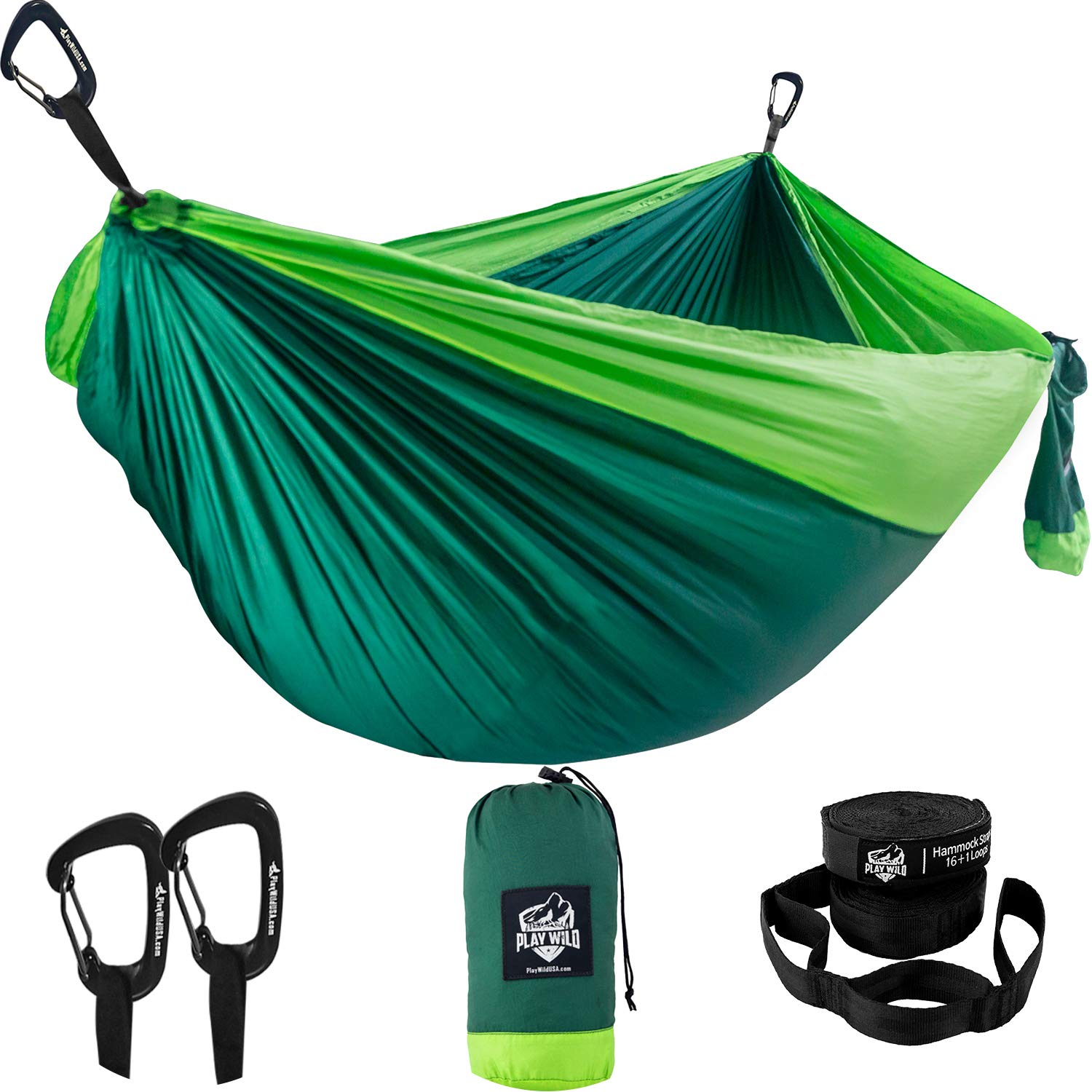 Double Hammock for Camping, Travel and Hiking - 2 Person Outdoor Hammock - Lightweight & Portable Yet Heavy Duty with Straps Included for Easy Hanging from Trees - Great Camping Gifts for Men & Women