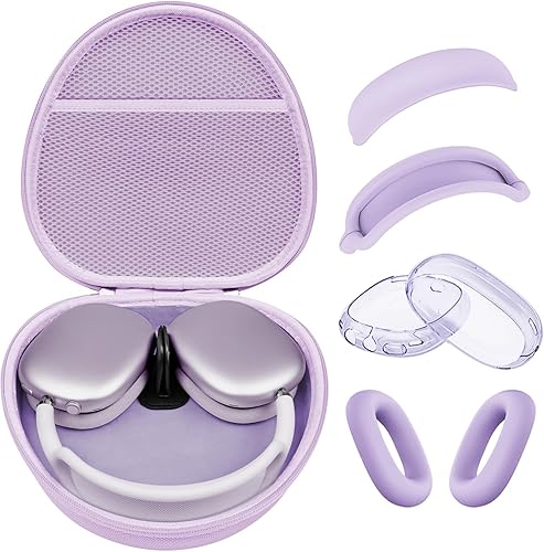 Miniatura 41 de [4 en 1] Funda de silicona para AirPods Max, funda transparente de TPU suave para los oídos, funda para almohadilla para los oídos, funda para la