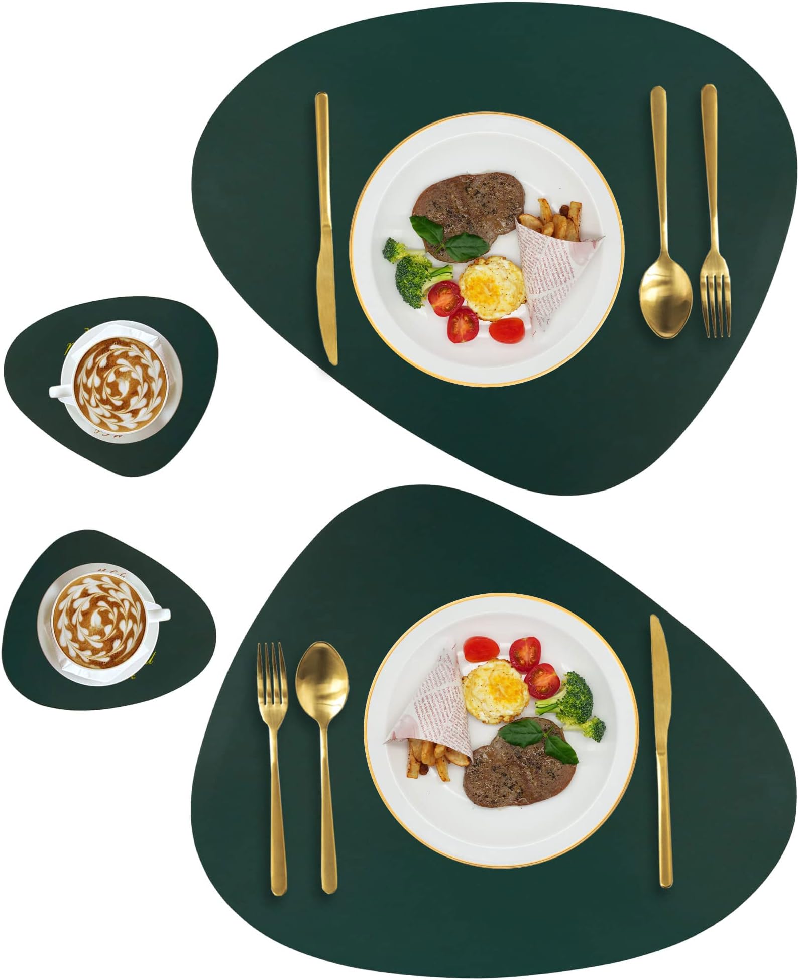 Dark Green Placemats and Coasters Set
