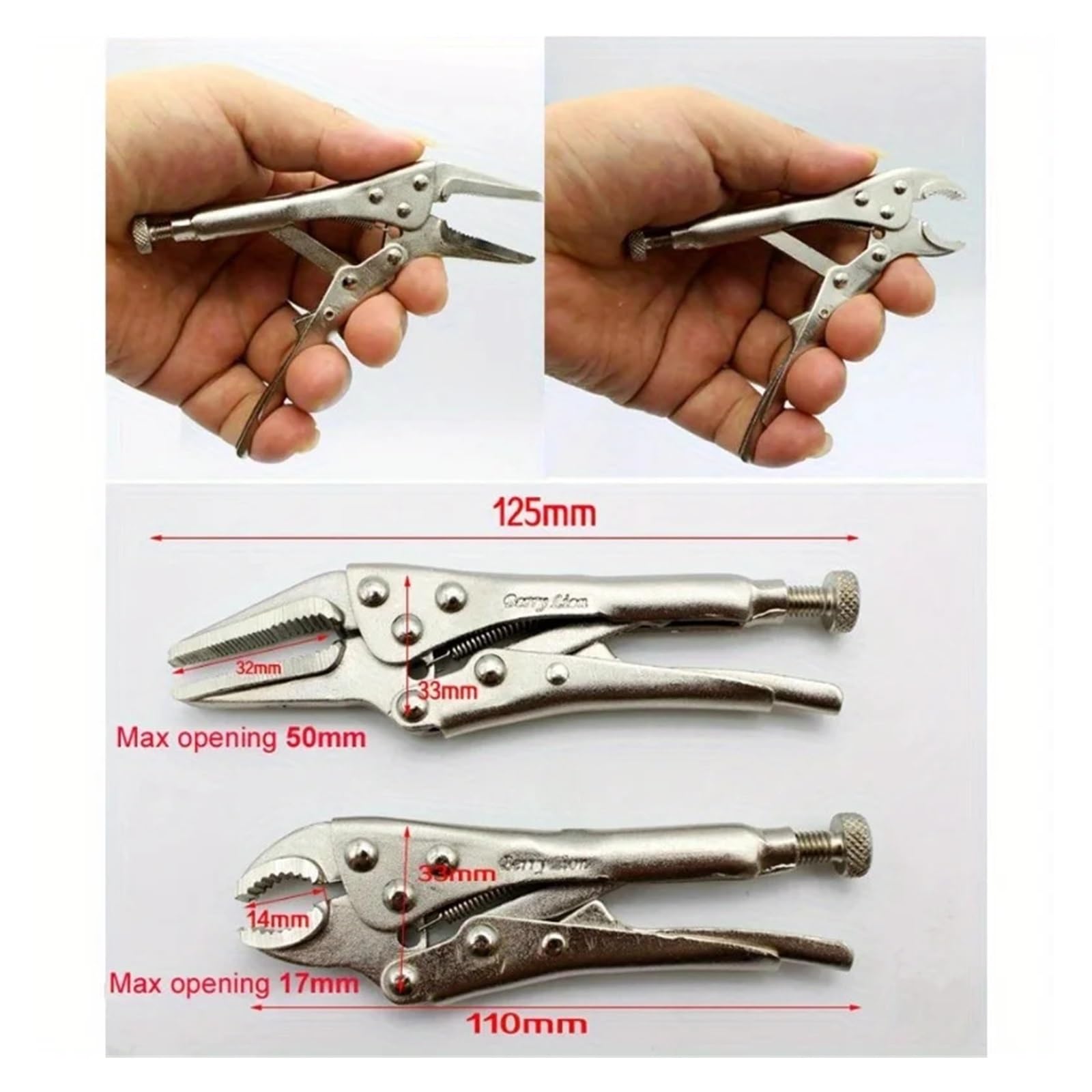 2 unids/set Alicates de bloqueo estilo Vice Grip, herramienta soldadura con abrazadera ahorro trabajo 5 "de punta larga y mandíbula curva 4"
