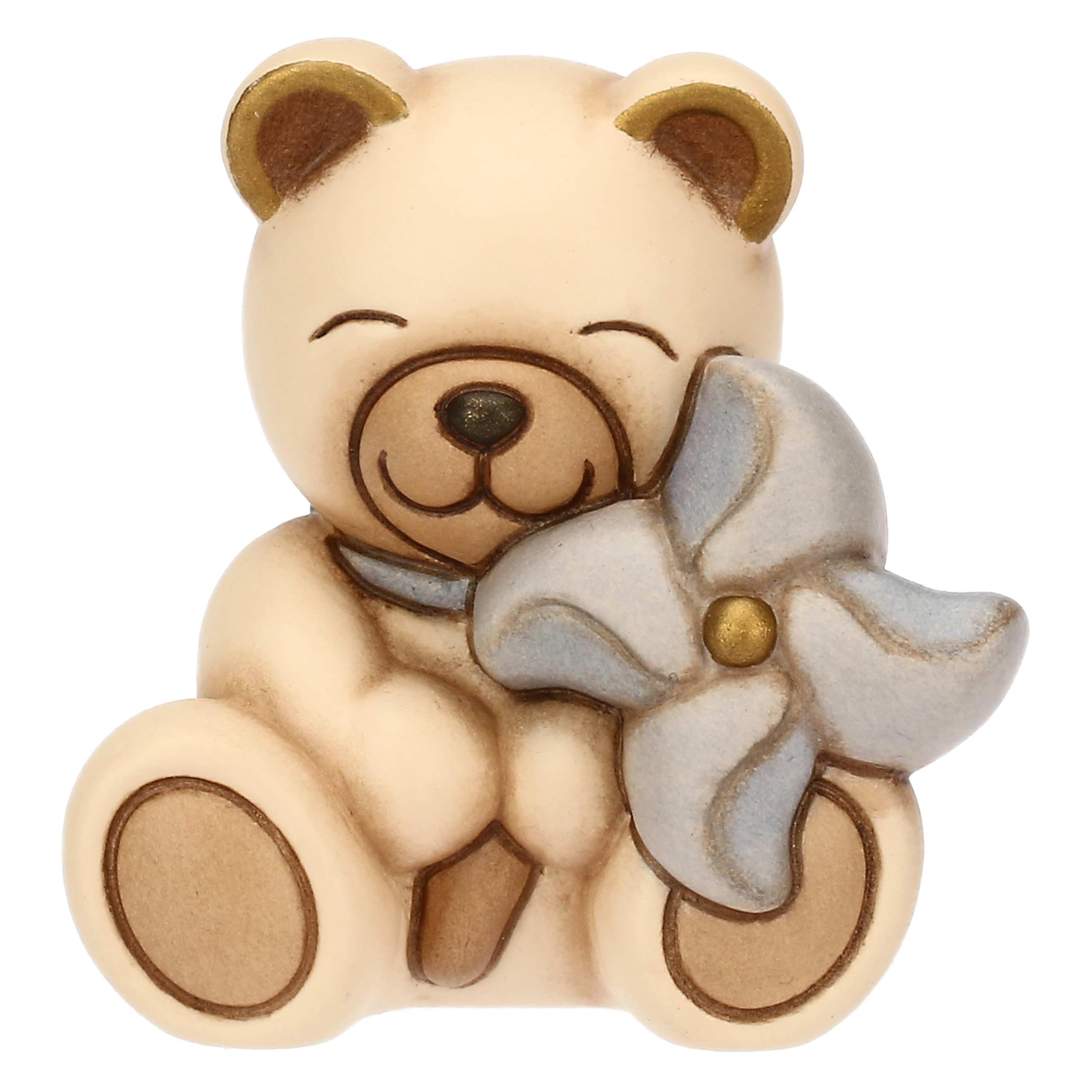 THUN - Teddy with Blue Pinwheel - Ceramic - Favour Collection - 5 x 4 x 5 cm