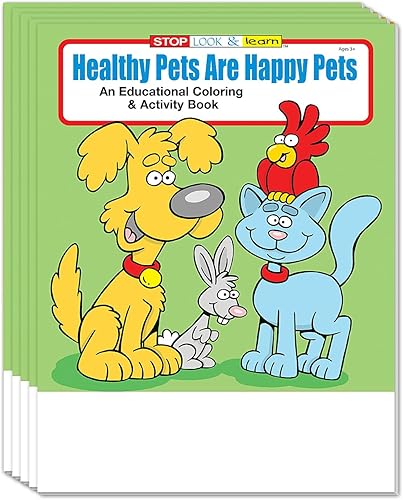 ZOCO Libros para colorear y actividades para mascotas saludables (paquete de 50 unidades, sin crayones) - Educación para el cuidado de mascotas con