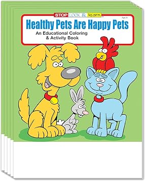 ZOCO Healthy Pets Coloring & Activity Books 50 Bulk Pack, Without Crayons Pet Care Education with Fun Games & Activities Veterinarian Handout for Kids