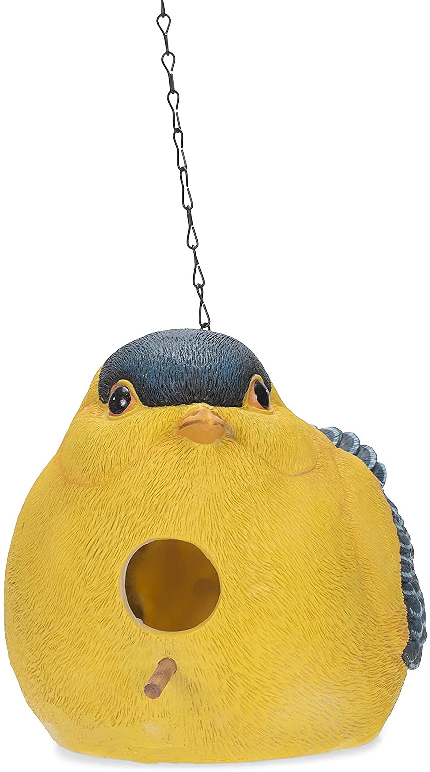 Transpac Imports, Inc. Chubby Orange Black Finch Bird 10 inch Resin Chain Link Hanging Outdoor Birdhouse