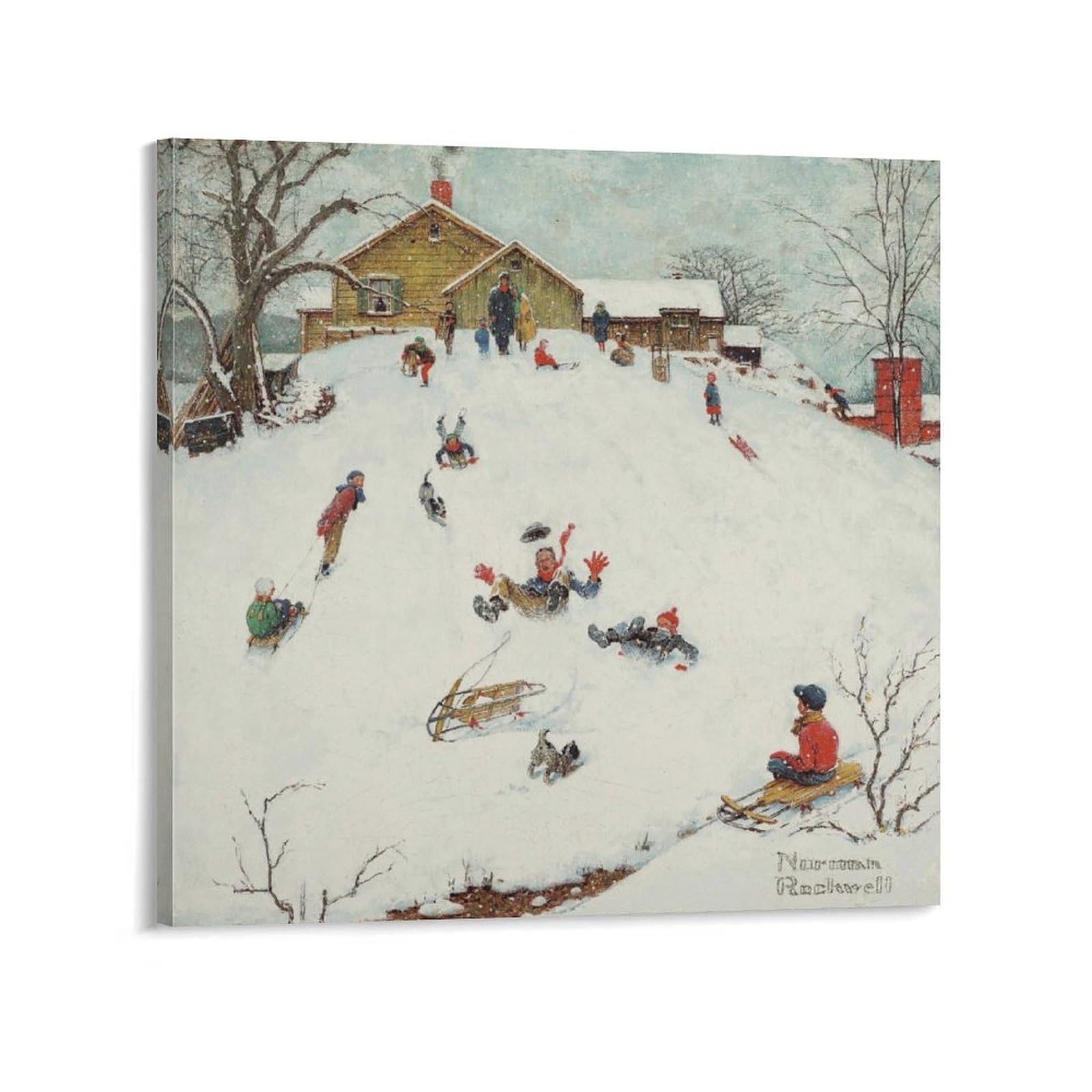 Amazon.com: Norman Rockwell Prints,Landscapes Sledding Poster Art