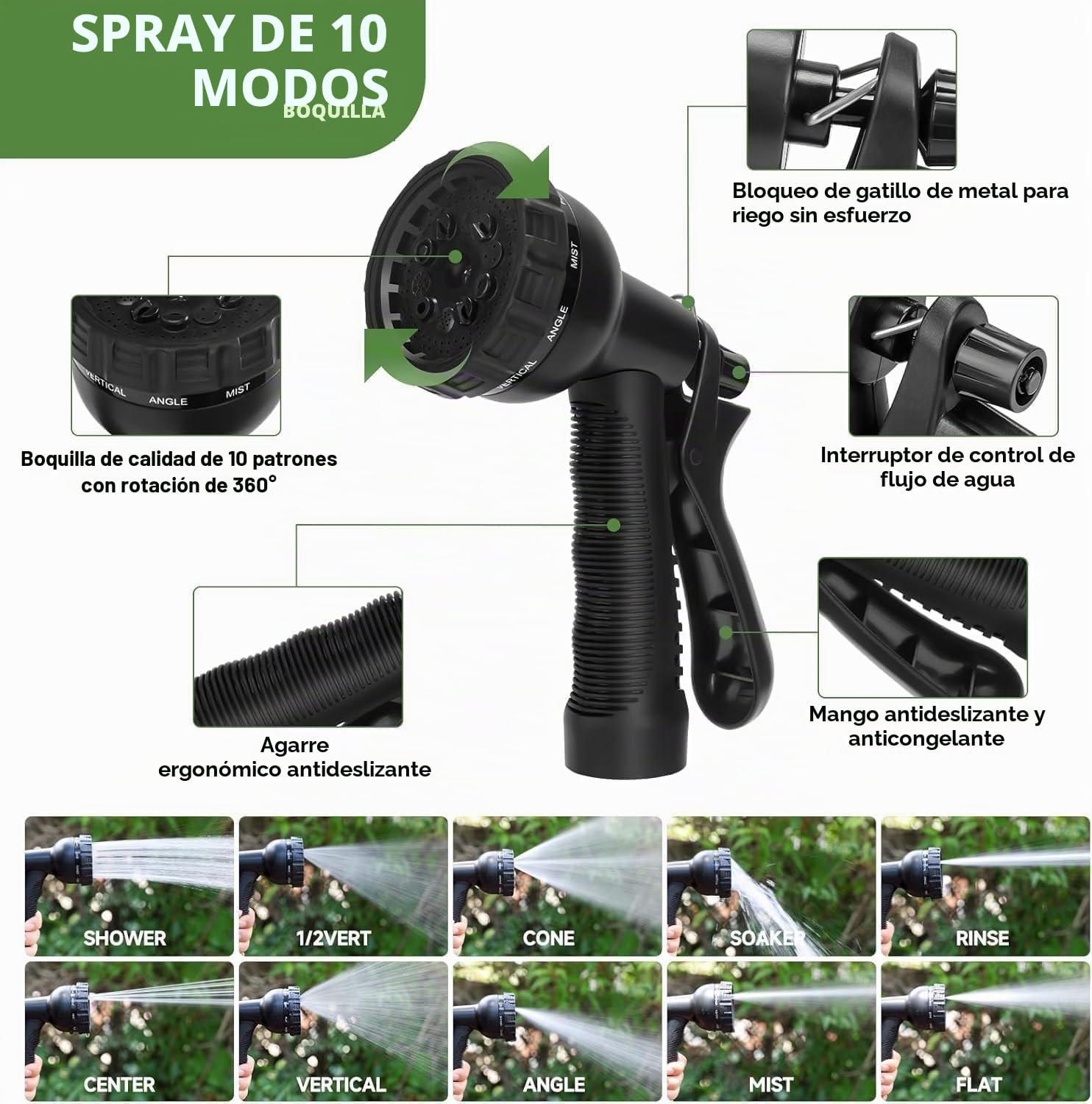 YXT&BEYOND Manguera de Jardín Extensible 30 m, Manguera Resistente con Acero Inoxidable, Pistola de Pulverización Incluida, Tubo de Agua Mágico Retráctil Flexible para Jardinería y Riego