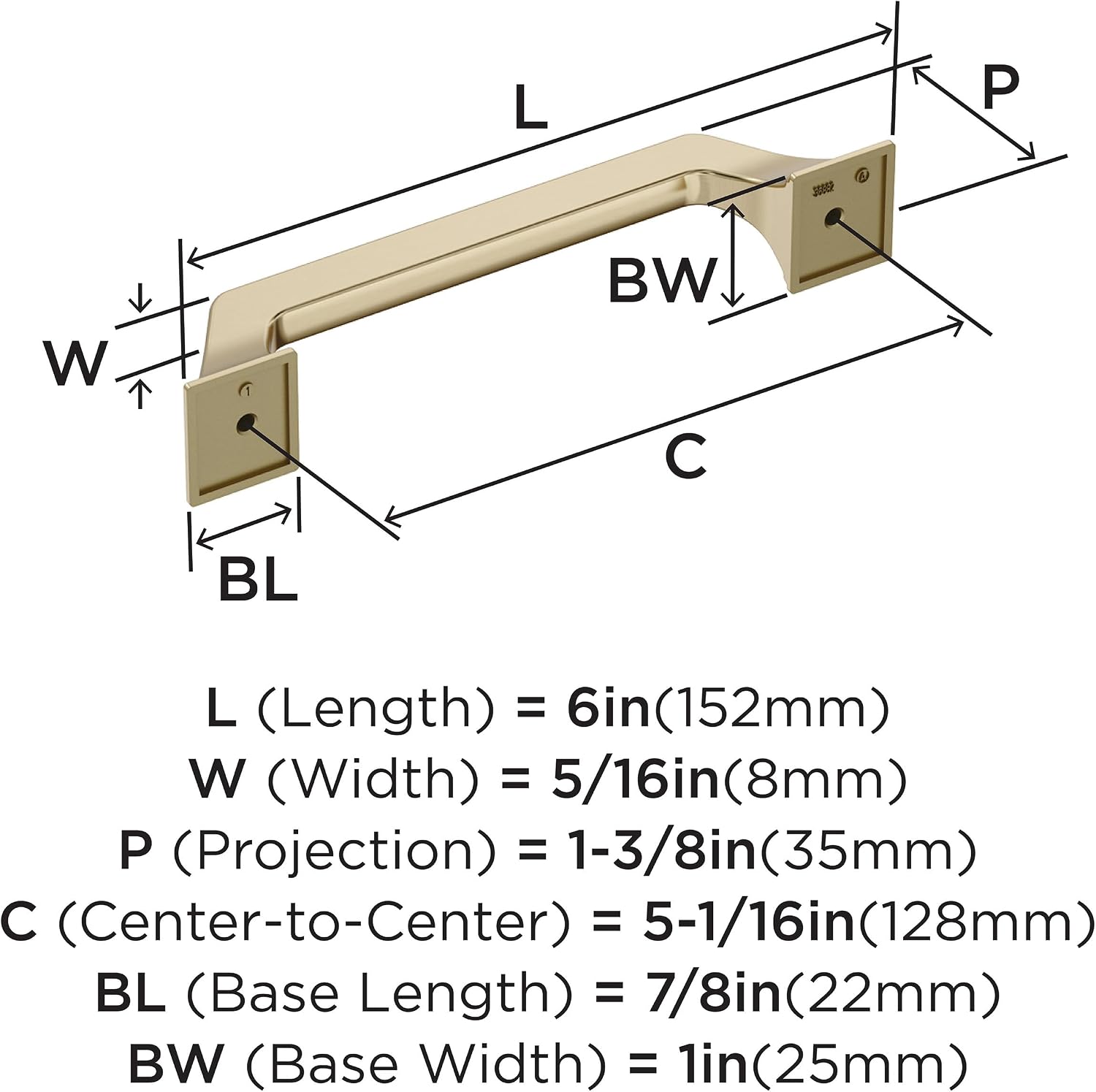 Amerock 5-1/16" Exceed Golden Champagne Drawer Pull image 3
