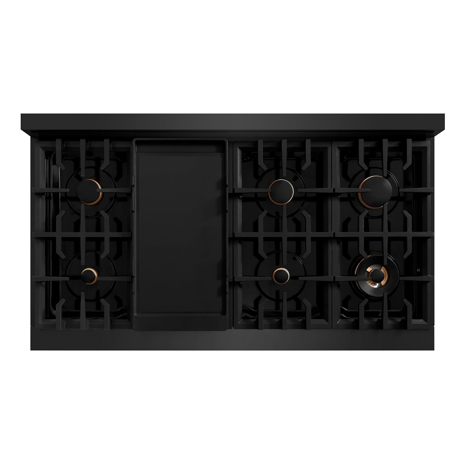 ZLINE Autograph Edition 48 in. 6.7 cu. ft. Select Double Oven Gas Range with 8 Burner Cooktop in Black Stainless Steel and Polished Gold Accents (HGRBZ-48-G)