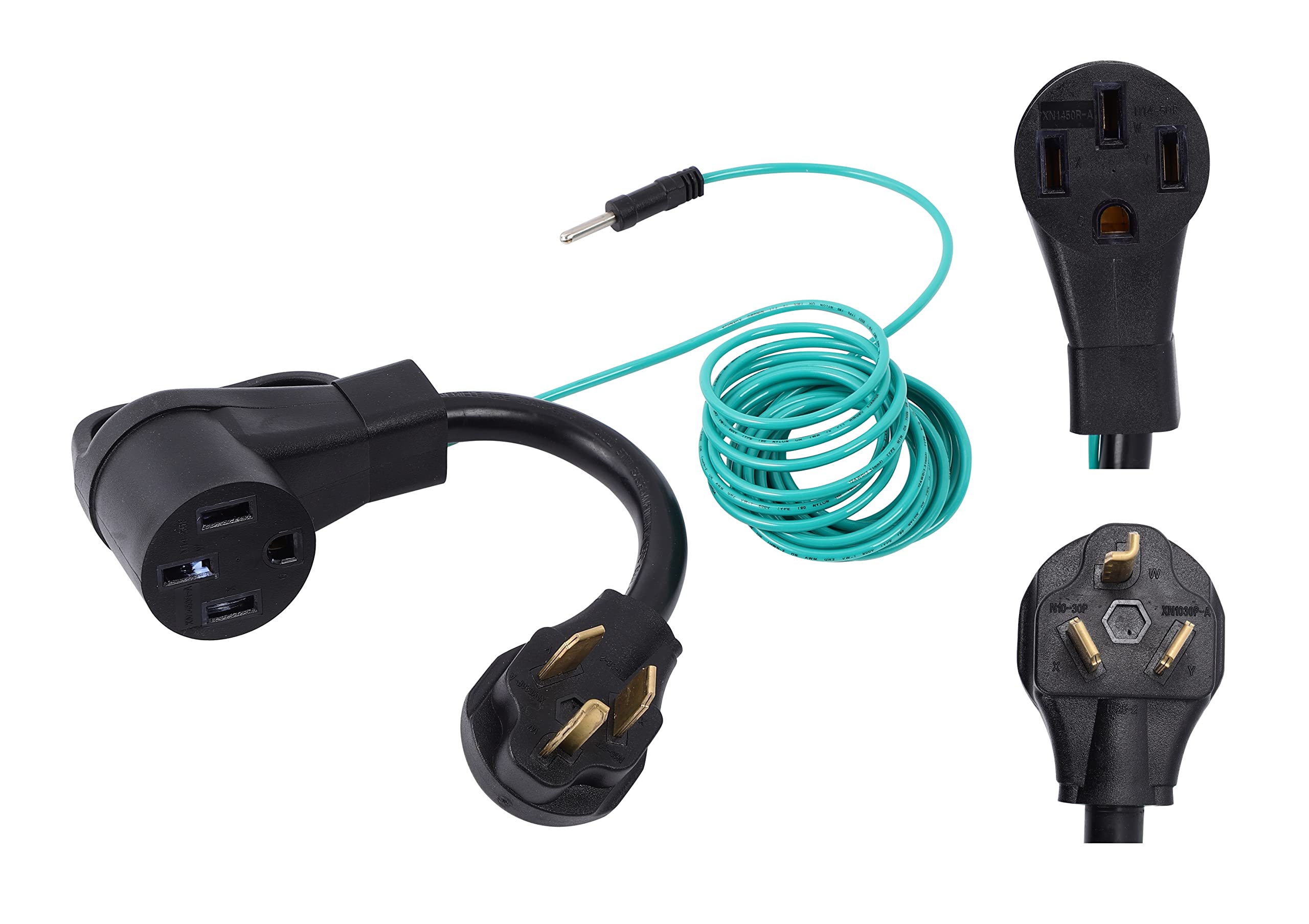 ONETAK NEMA 10-30P to 14-50R 120V/240V 30 Amp External Ground Welder Welding RV Dryer EV Charger Power Cord Adapter Adaptor Connector Connecter