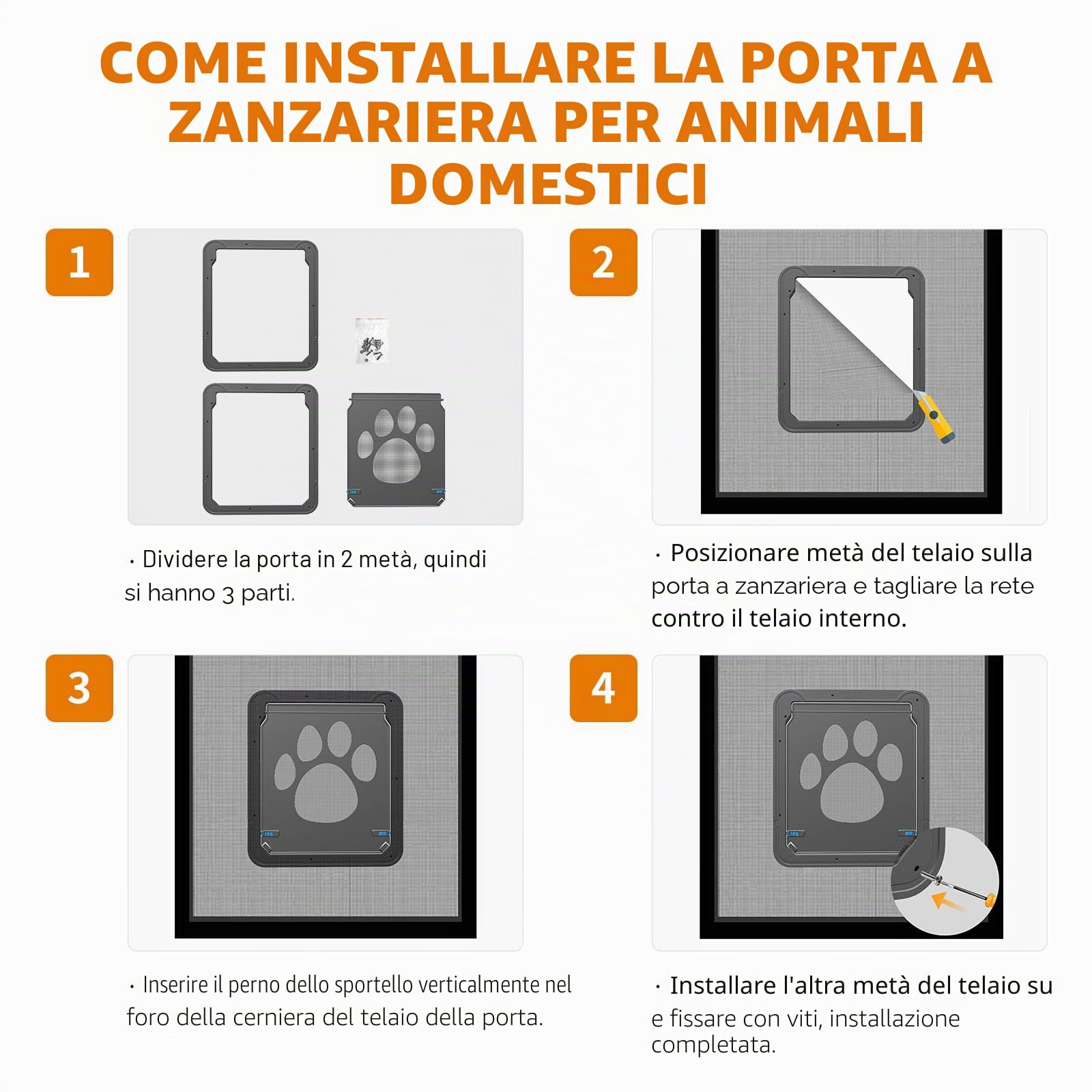 Enjoying Porta Zanzariera Per Cane, 31 x 36 cm Porta Passaggio, Facile da Installare Chiusura Magnetica Porta per Cani di Medie e Grandi, Bloccabile Zanzariera per Animale Domestico, Nero