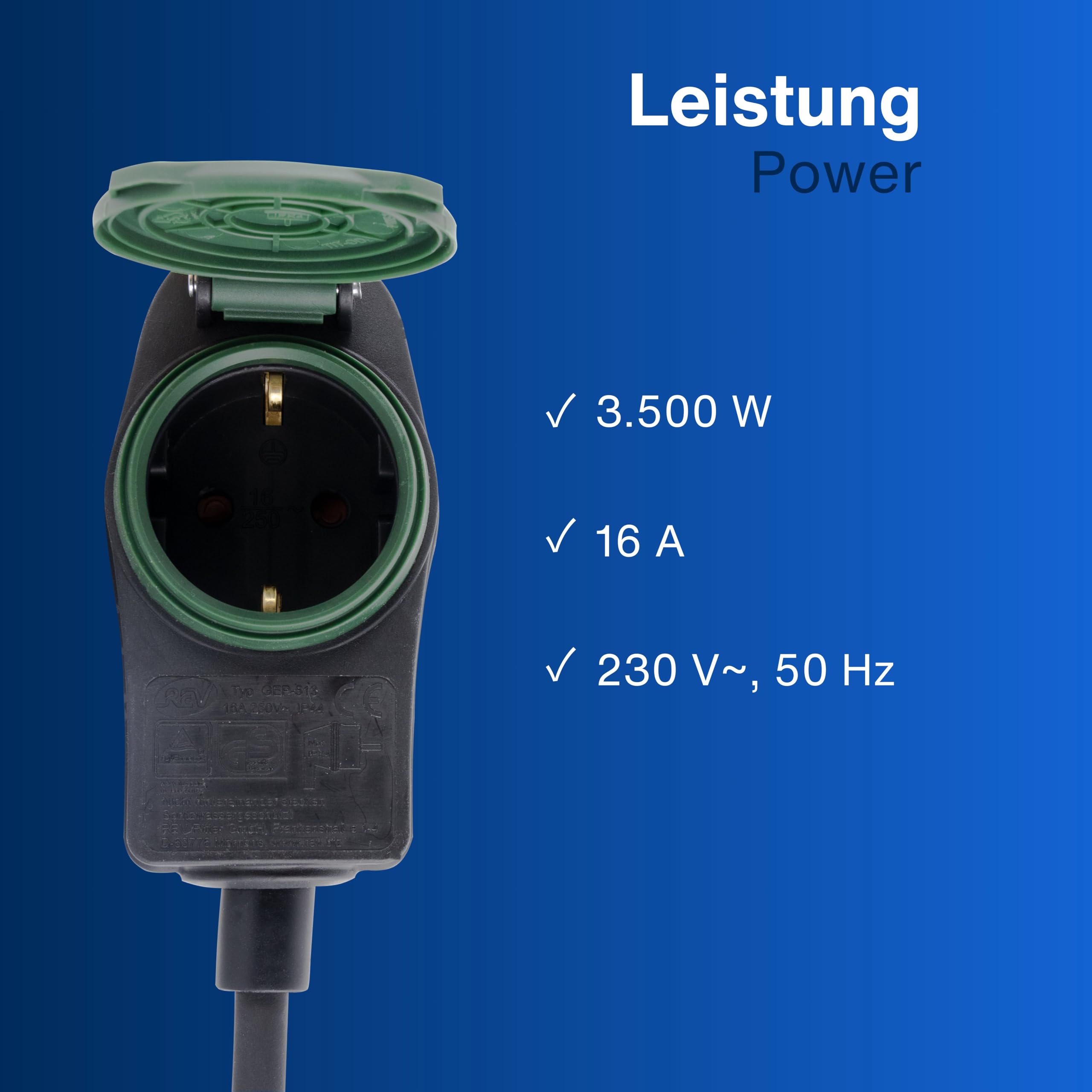 REV Extension Powersplit 25 m ip44 with Surge Protector