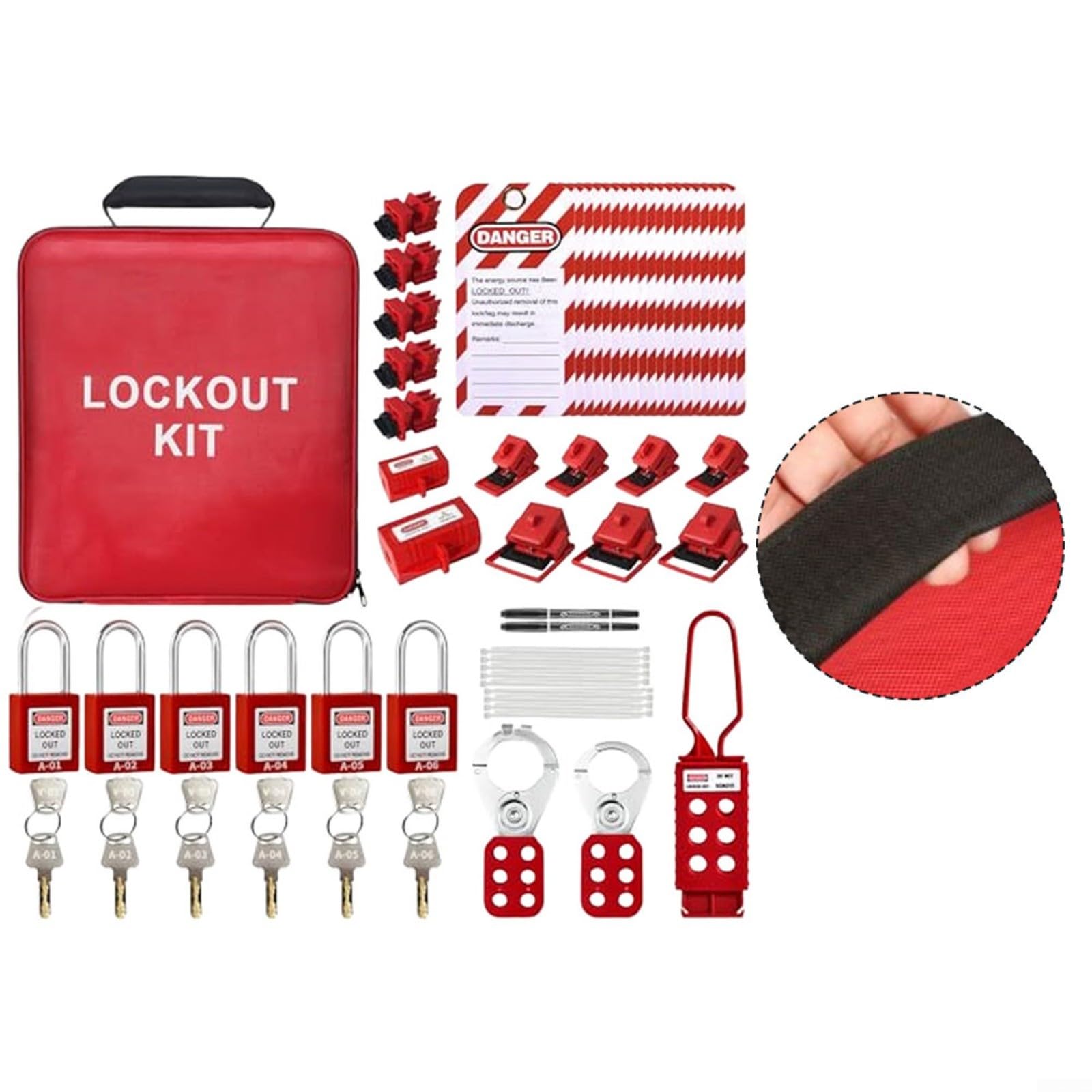 Kit de bloqueo eléctrico con 6 cerraduras de seguridad, compatible con OSHA para disyuntores, equipo de seguridad industrial con bridas