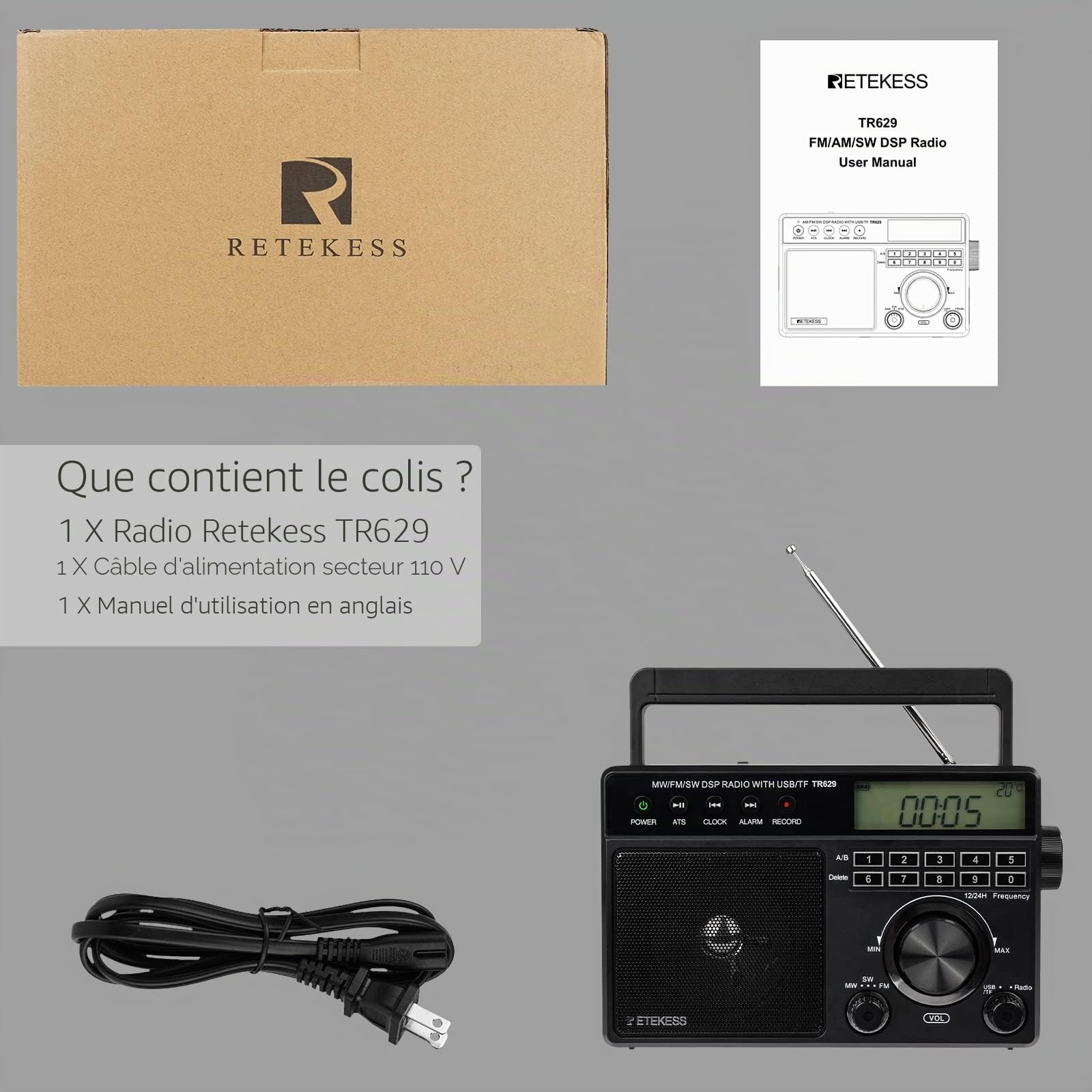 Retekess TR629 Poste Radio Portable, Radio AM FM