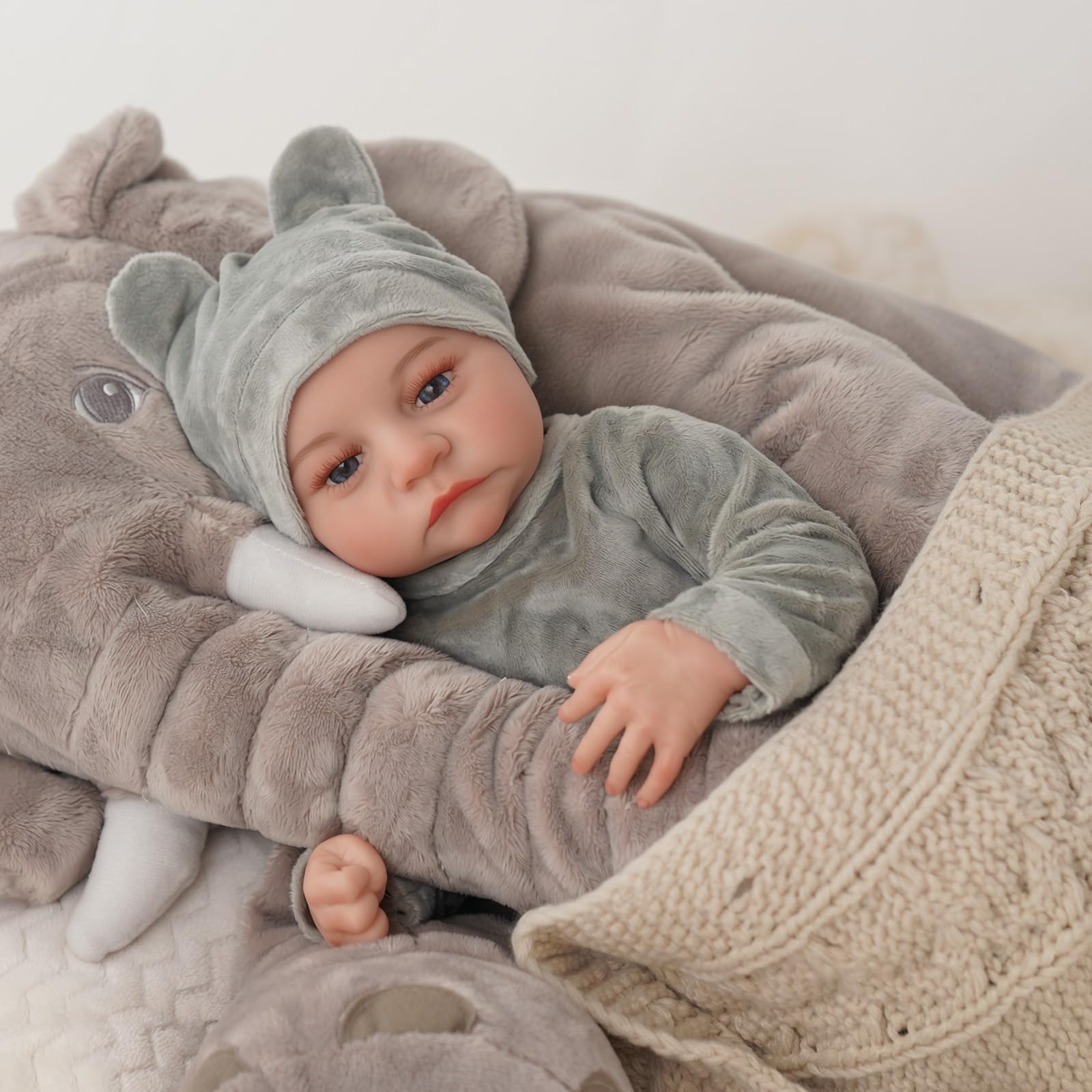 BABESIDE Reborn Puppen Junge 18 Zoll Realistische Babypuppe mit Offenen Augen Wiedergeborenes Neugeborenes echte Puppe Lebensechte Babypuppen Anatomisch Korrekt Sieht Aus Wie EIN Echtes Baby