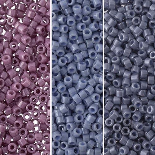Miyuki Delica - Juego de cuentas para semillas, tamaño 110, color morado opaco, colección DB265, DB266, DB267-3 tubos de 0.25oz ea