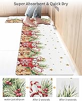 Vista 4 de Tapete de baño de Feliz Navidad, antideslizante, de secado rápido y absorbente, tierra de diatomeas, fregadero, dormitorio, cocina, lavable