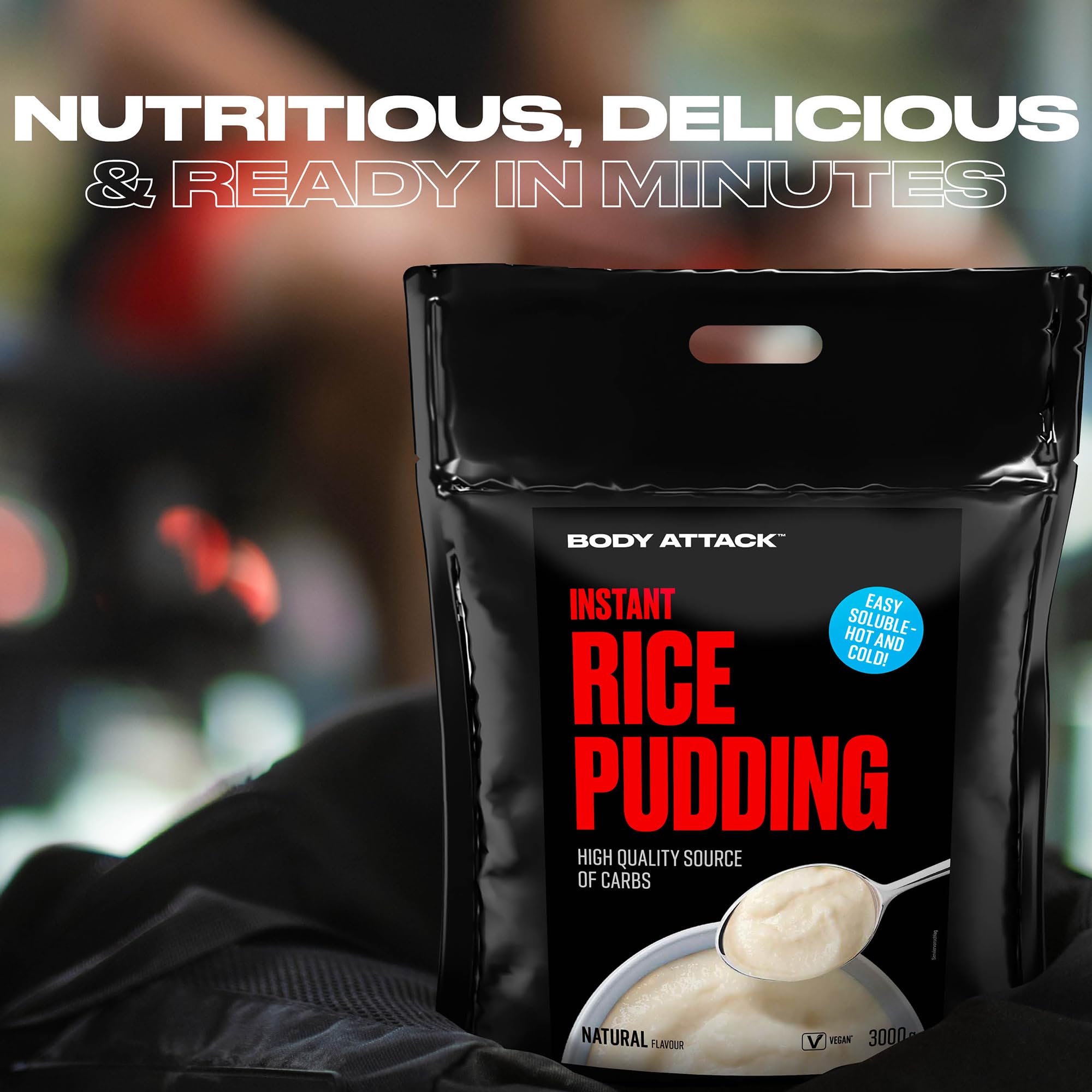 Body Attack Instant Rice Pudding Neutral, 3 kg - Veganer Reispudding für Frühstück & Pre-Workout Snack - Hochwertige Energiequelle dank komplexer Kohlenhydrate - leicht verdaulich