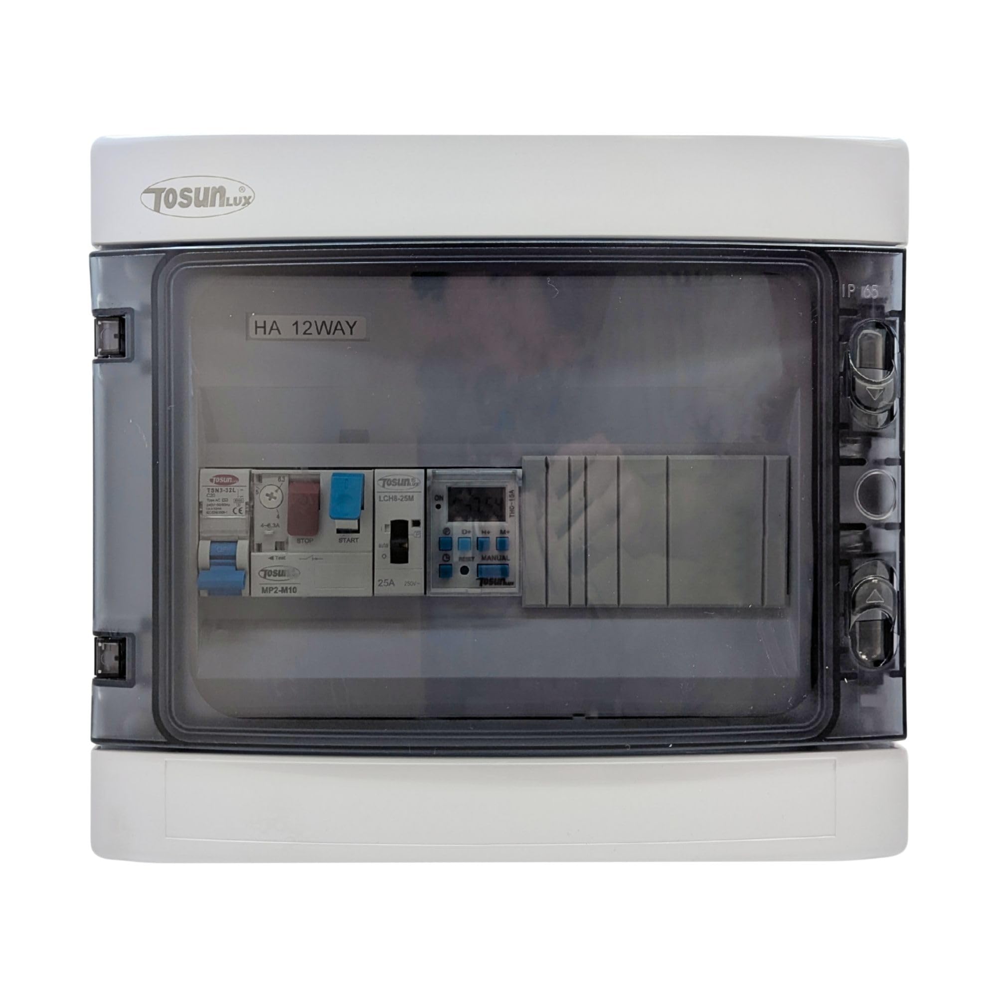 SWIMHOME Cuadro Eléctrico Alta Resistencia para Piscina Iluminación y Motor | Guardamotor y Transformador | Controlador ON/Off | Contactor para Motor | 60W 12DC | Bomba de Agua 0,5CV 2,5-4A