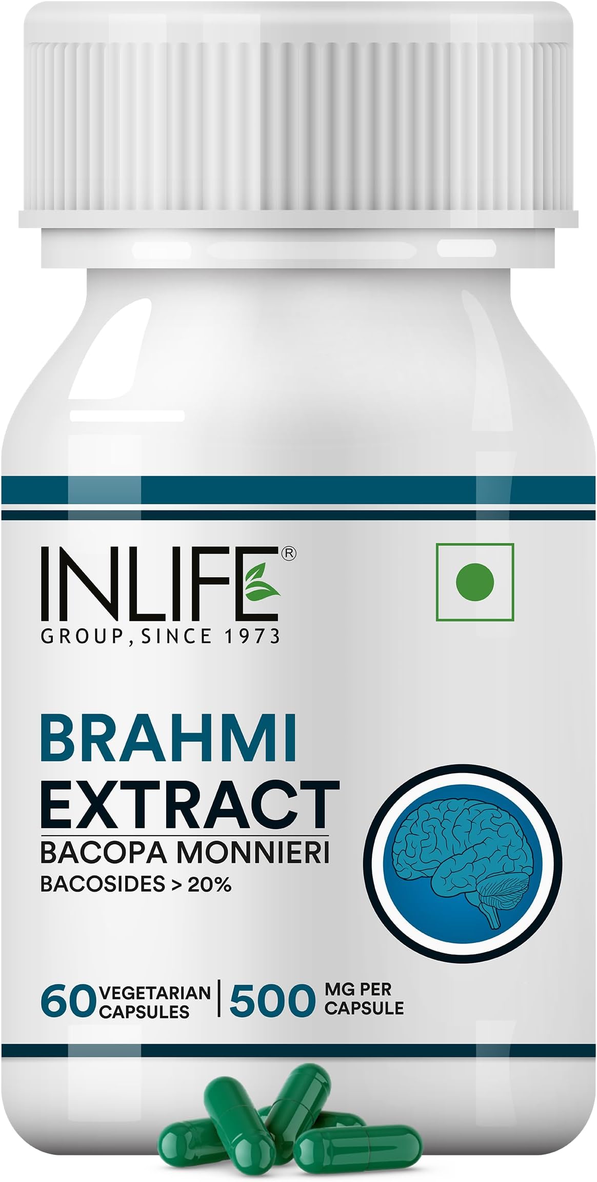 - Brahmi Capsules 500mg | Bacopa Monnieri Extract | Bacosides > 20% I Ayurvedic Herbal Supplement - 60 Vegetarian Capsules (Pack of 1)